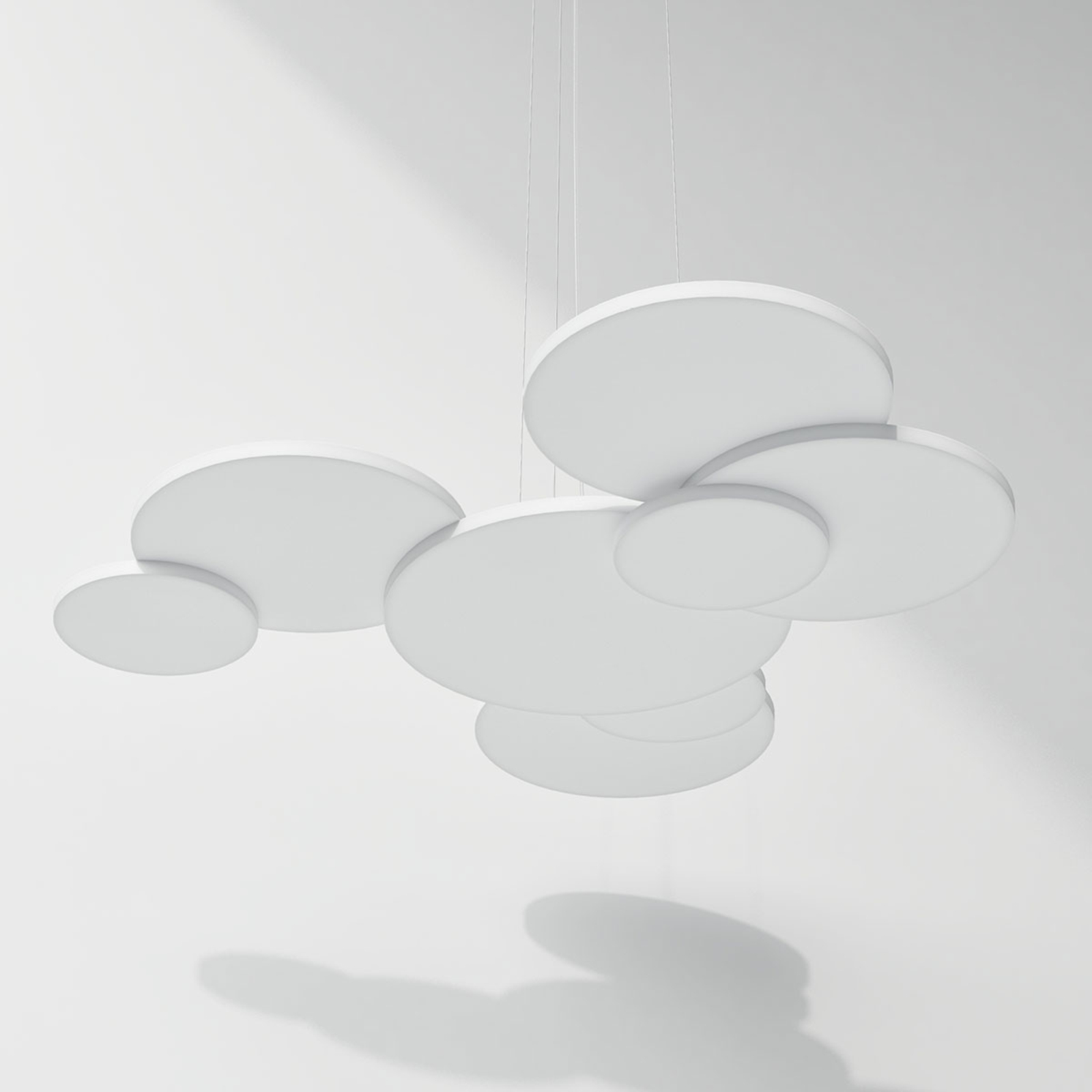 Rotaliana Overlap LED hanging light, white 3,000 K, for Living / Dining Room, MDF light building boards, aluminium, 34 W, energy efficiency: A++, L: 77 cm, W: 60 cm