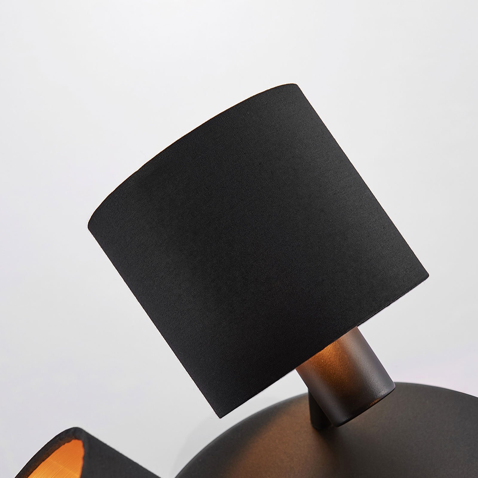 Lámpara de techo textil Vasilia negro-oro 3 brazos