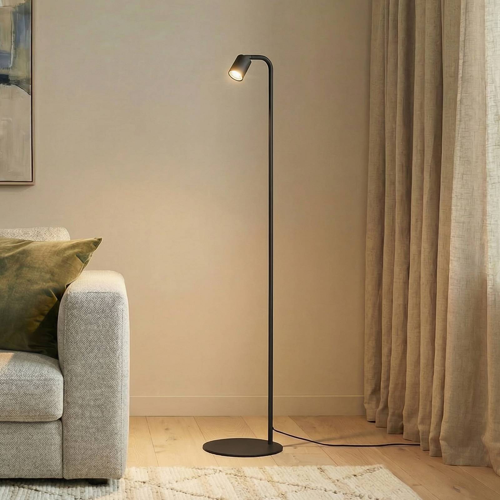 Tk Lighting Black Nex Floor Lamp, Metal, Height 140 Cm, Gu10