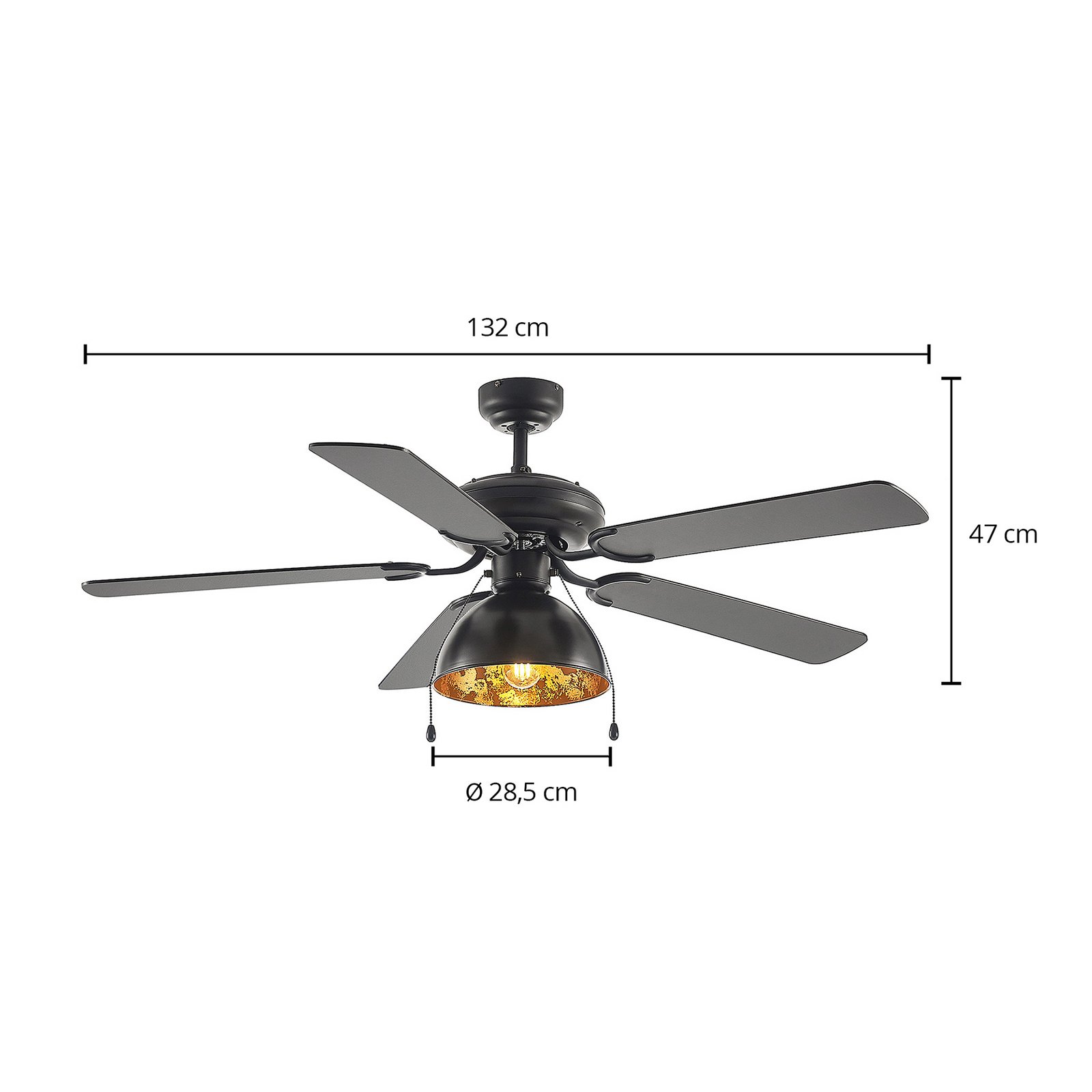 Ventilador de teto Lucande com luz Shamoian, silencioso, Ø 130 cm Ventilador de teto Lucande com luz Shamoian, silencioso, Ø 130 cm