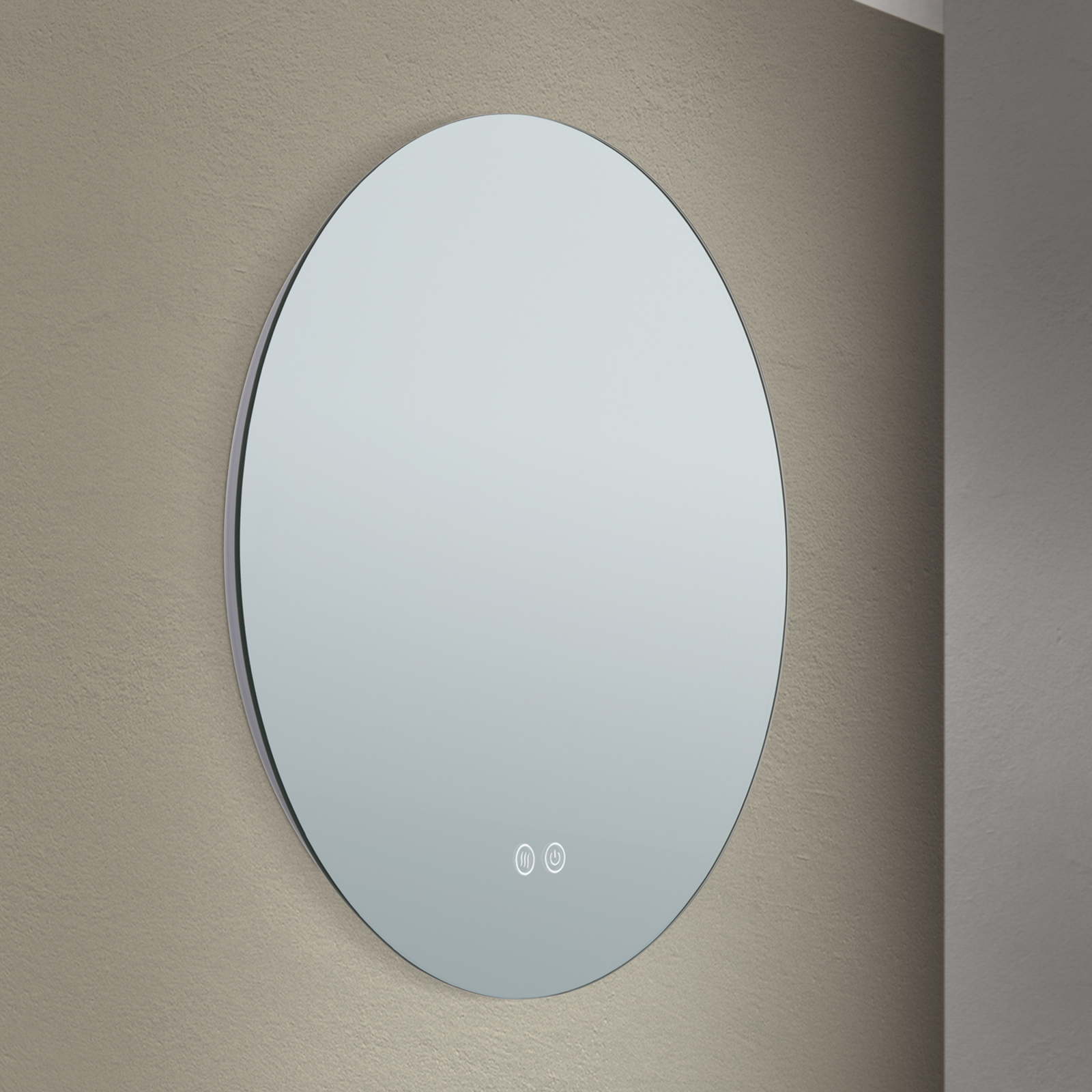 Miroir LED Focus, Ø 45 cm, CCT, antibuée, variateur tactile