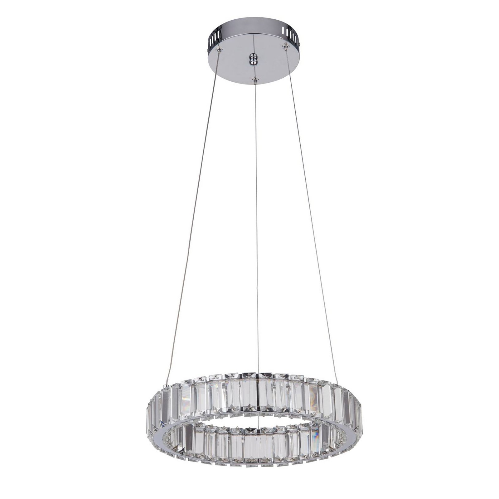 Filumena LED pendant light, grey/clear, metal/glass, Ø 35 cm