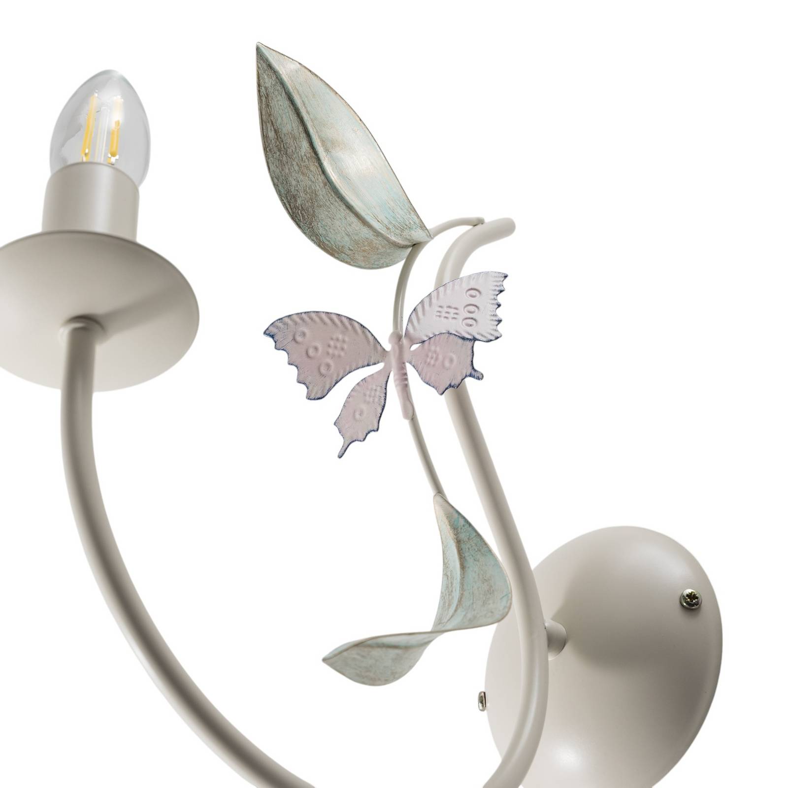 Kinkiet Summer, biały/zielony/różowy, szerokość 11 cm, stal