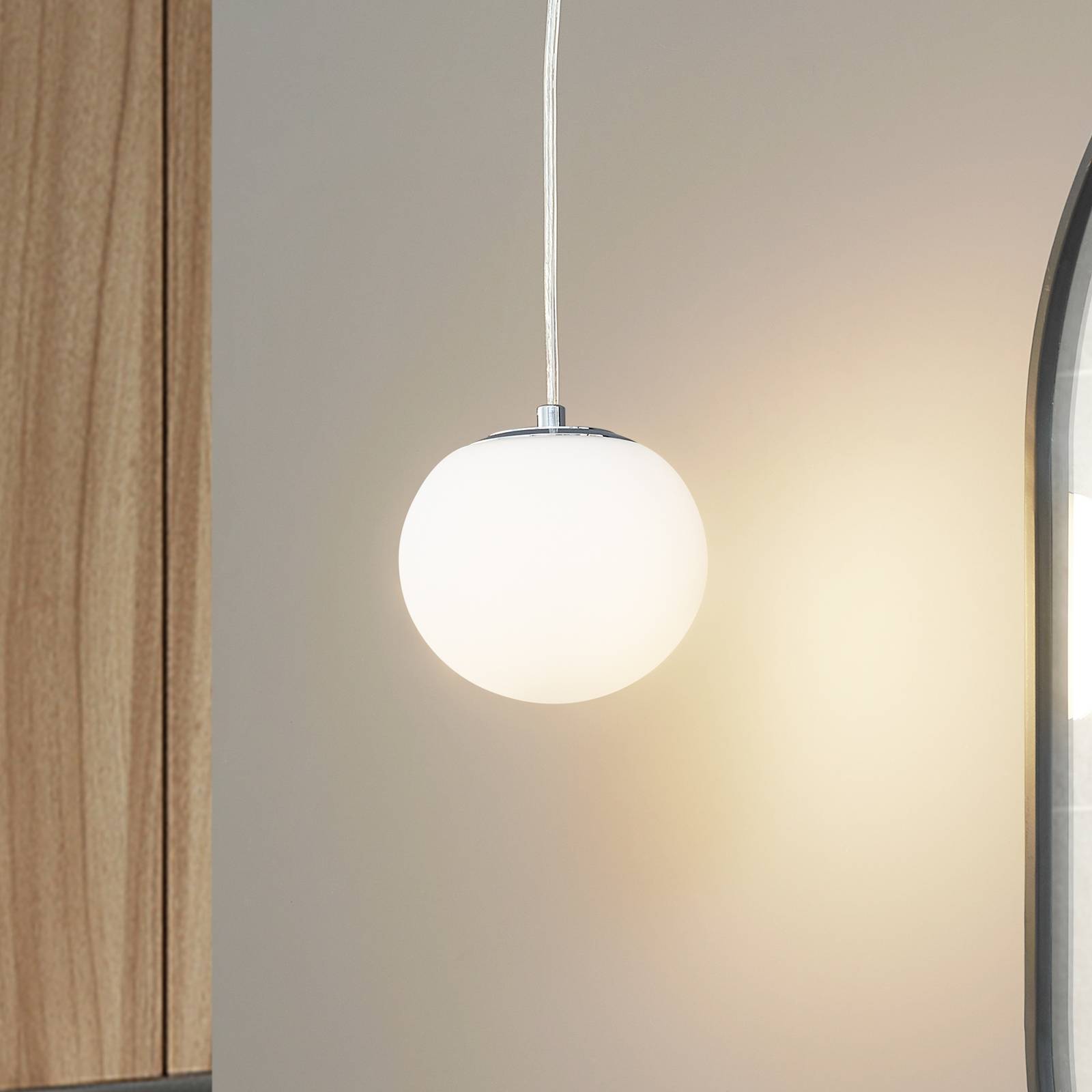 Lampa wisząca Lucande Bidolo, kolor chrom, szkło, Ø 15 cm, IP44