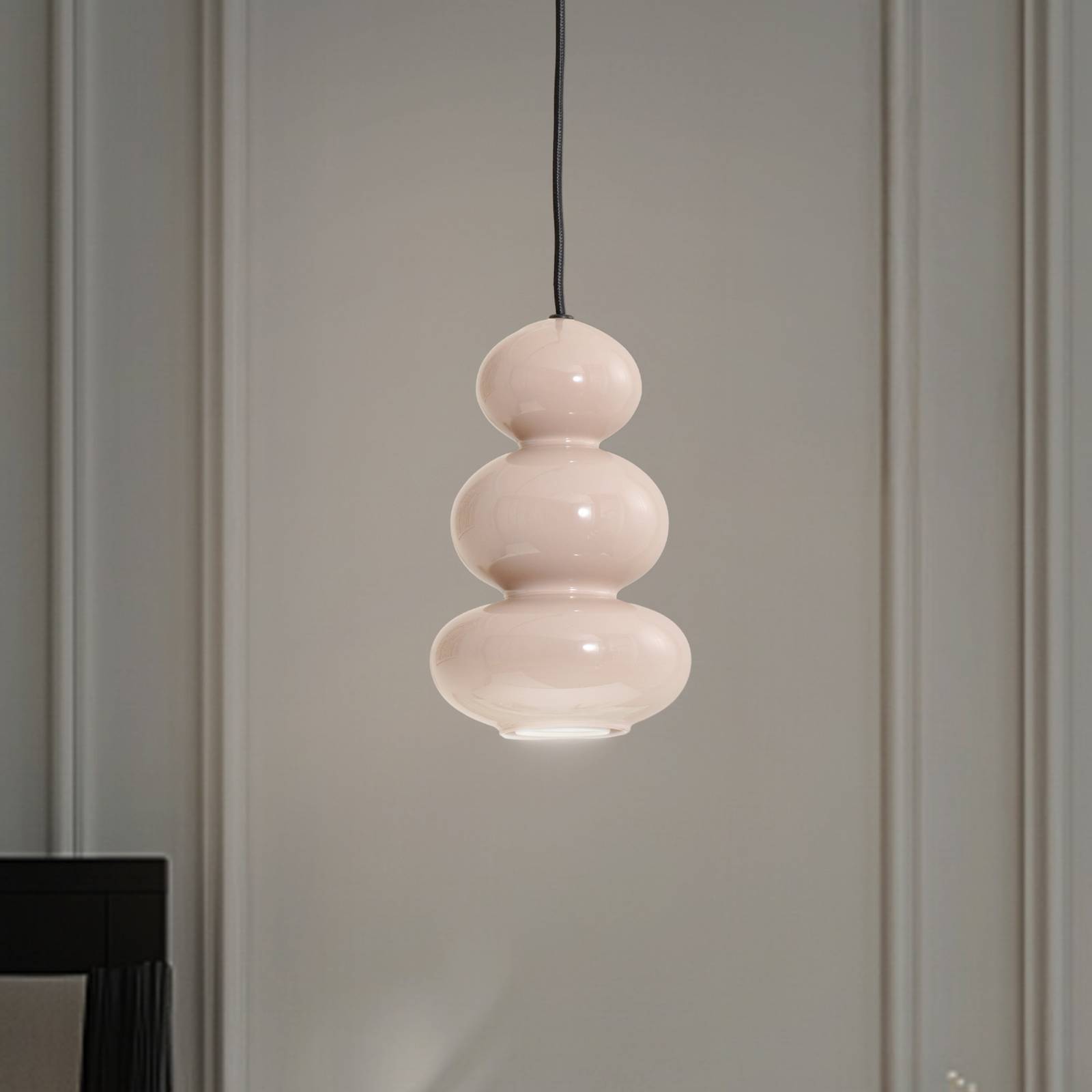 Hängeleuchte Oman, grau glänzend, Glas, Ø 14 cm günstig online kaufen