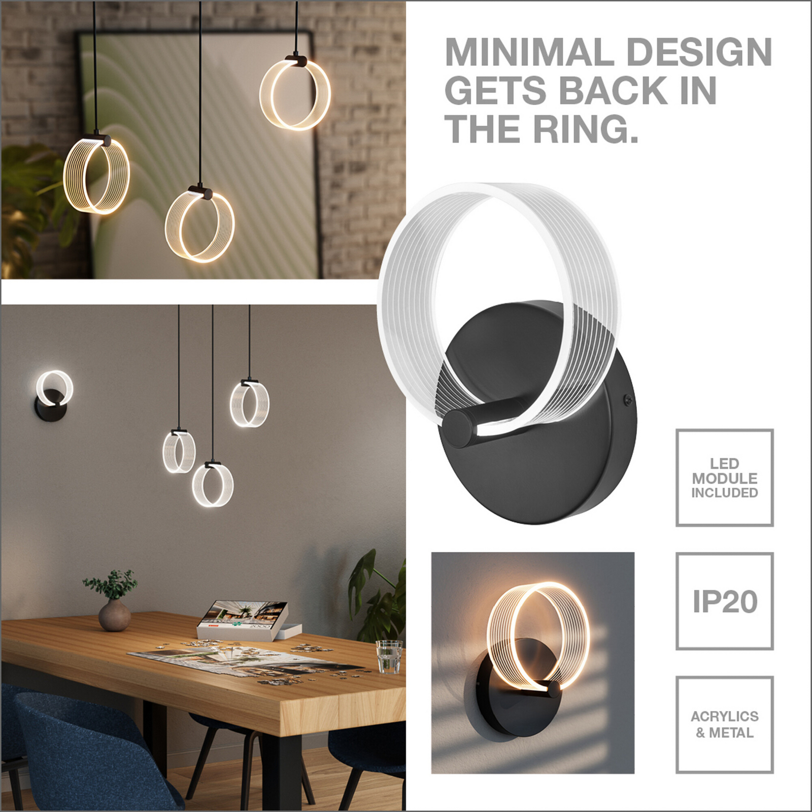 OSRAM LED hanglamp Decor Circle, 2-lamps, CCT, zwart