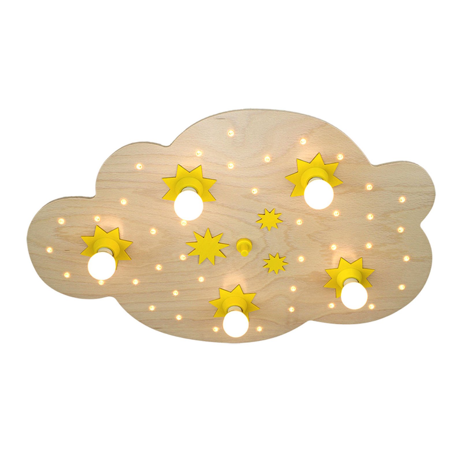 Star Cloud ceiling light, natural beech, 75 cm
