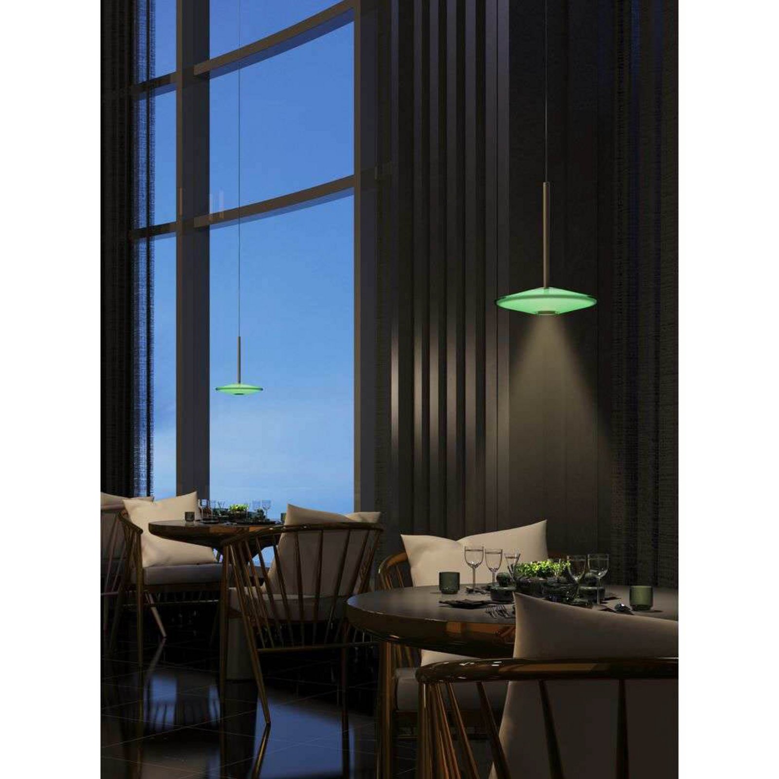 LOOM DESIGN lampada LED a sospensione a sospensione Solene, verde, vetro, Ø 20