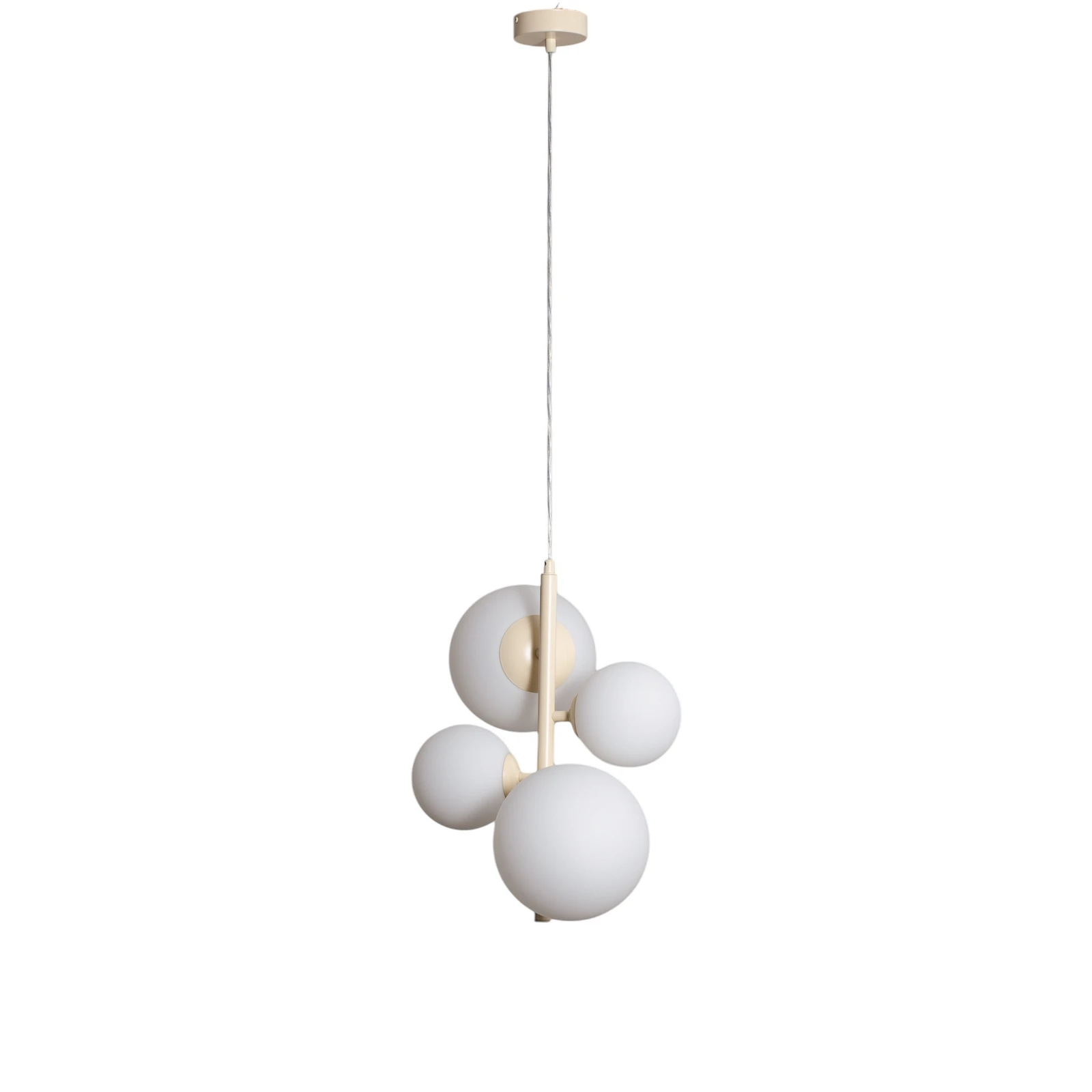 Lampada a sospensione Dione, opalino/crema, a 4 luci