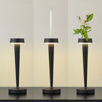 Lucande LED-Akku-Kerzenständer Lea, Vase, dunkelbraun, 28 cm