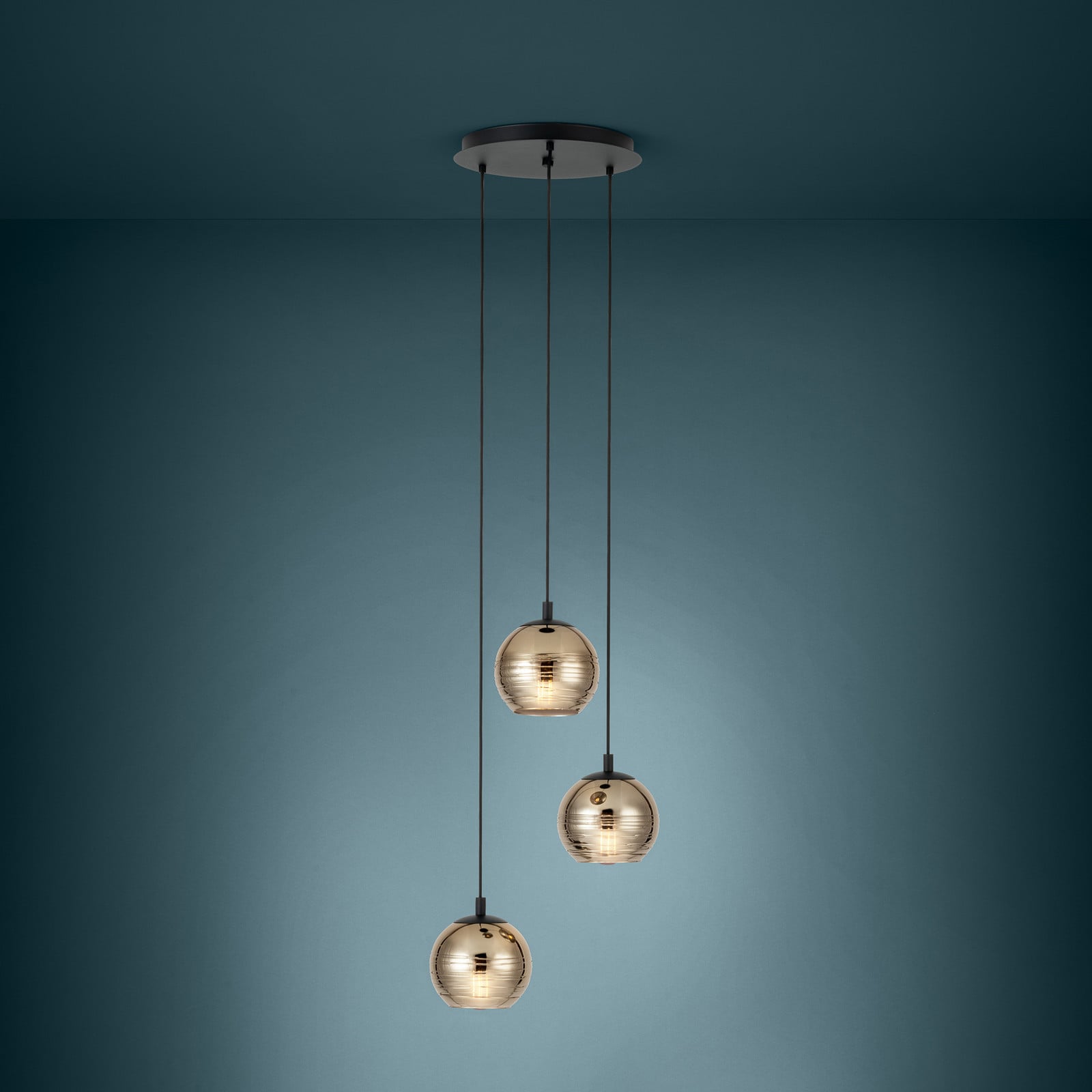 Lampă suspendată Stars of Light Lemorieta auriu Ø 44 cm cu 3 becuri - Camera de zi / sufragerie - Modern - auriu / negru - Sticlă