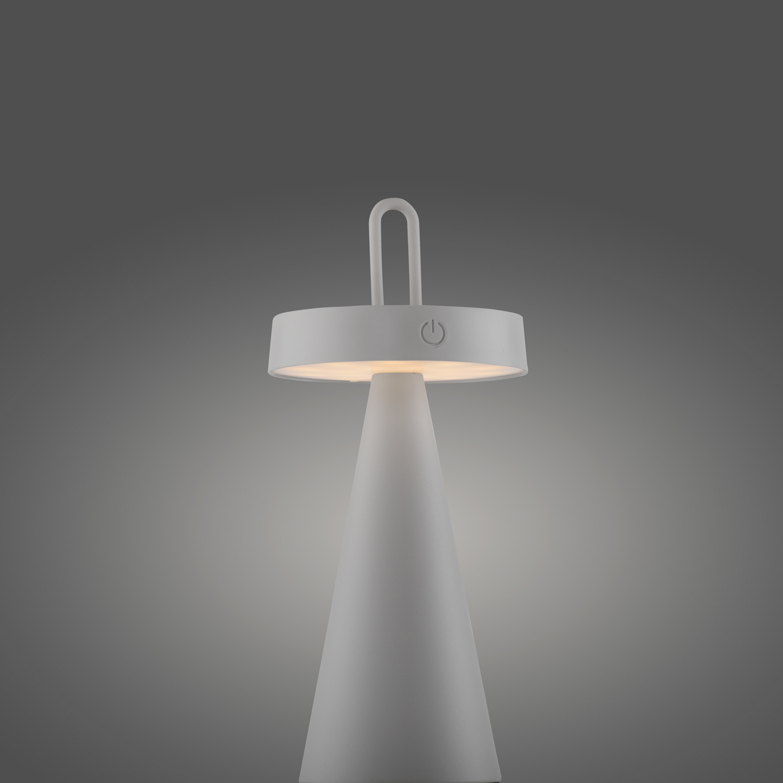 JUST LIGHT. LED-bordlampe Alwa grå-beige jern IP44