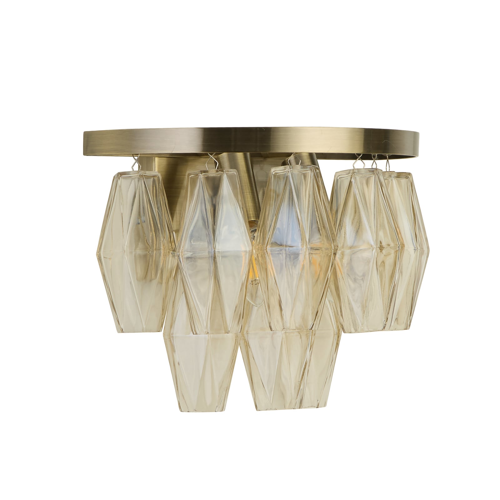 Wandleuchte Alba, messing antik, Glas getönt, E14