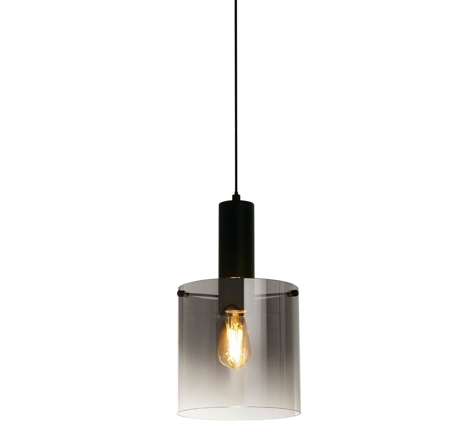 Sweden pendant light, 1-bulb, steel, glass, E27