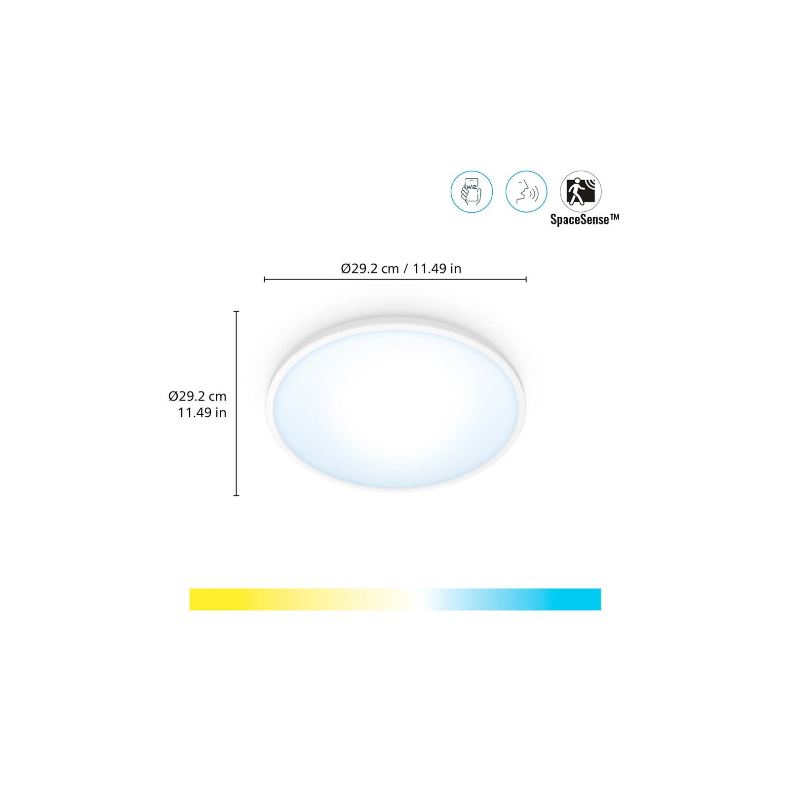 WiZ SuperSlim LED-taklampa CCT Ø29cm vit