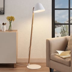 Lindby Tetja lampada da terra con legno, bianco