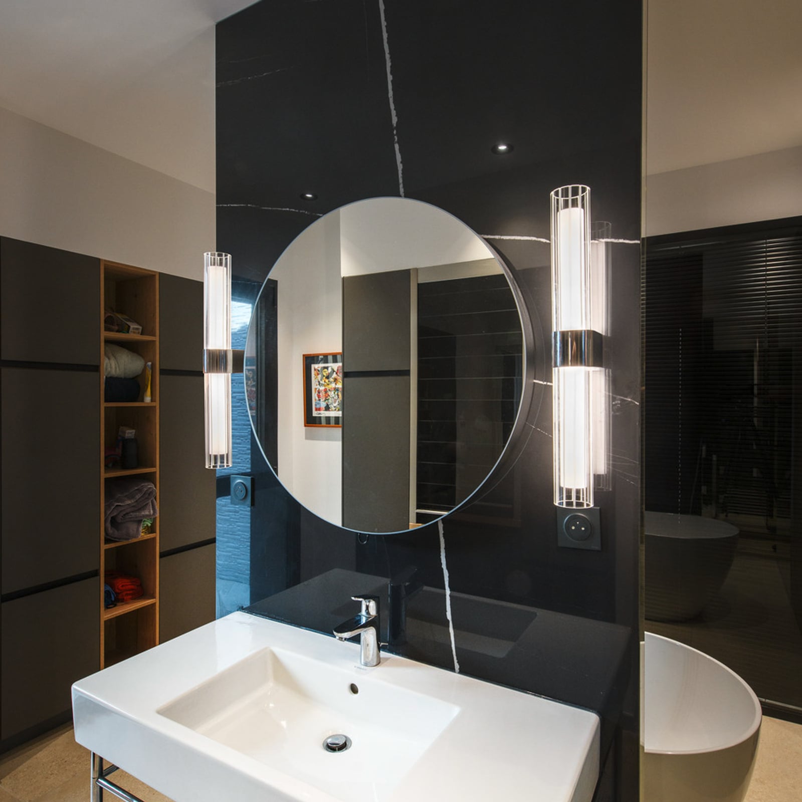 Applique murale double LED Lygant, chrome, IP44, aluminium, verre - SLV