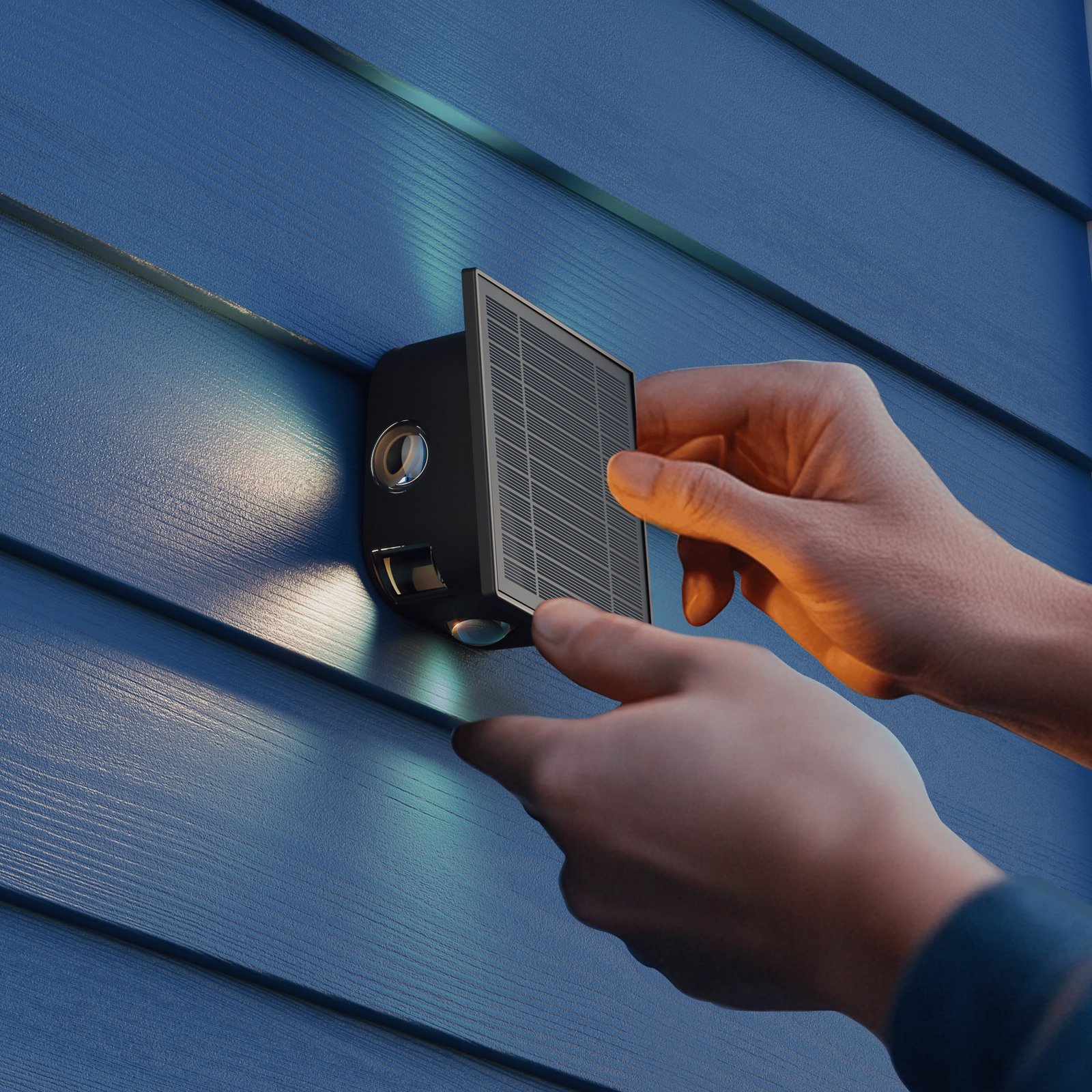 Calex Altamura solar LED outdoor wall light, indirect, black