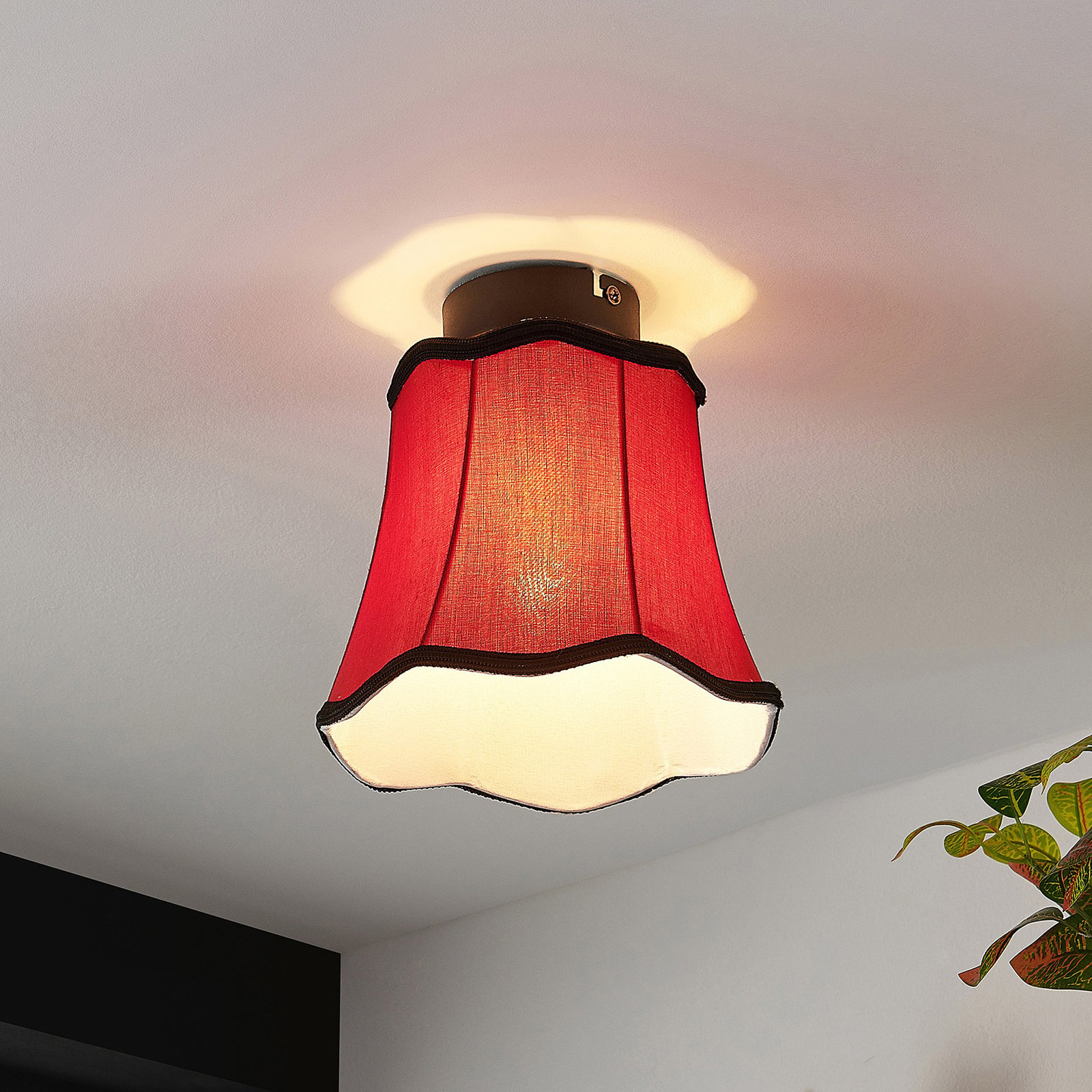Lucande Binta fabric ceiling lamp vintage rust red