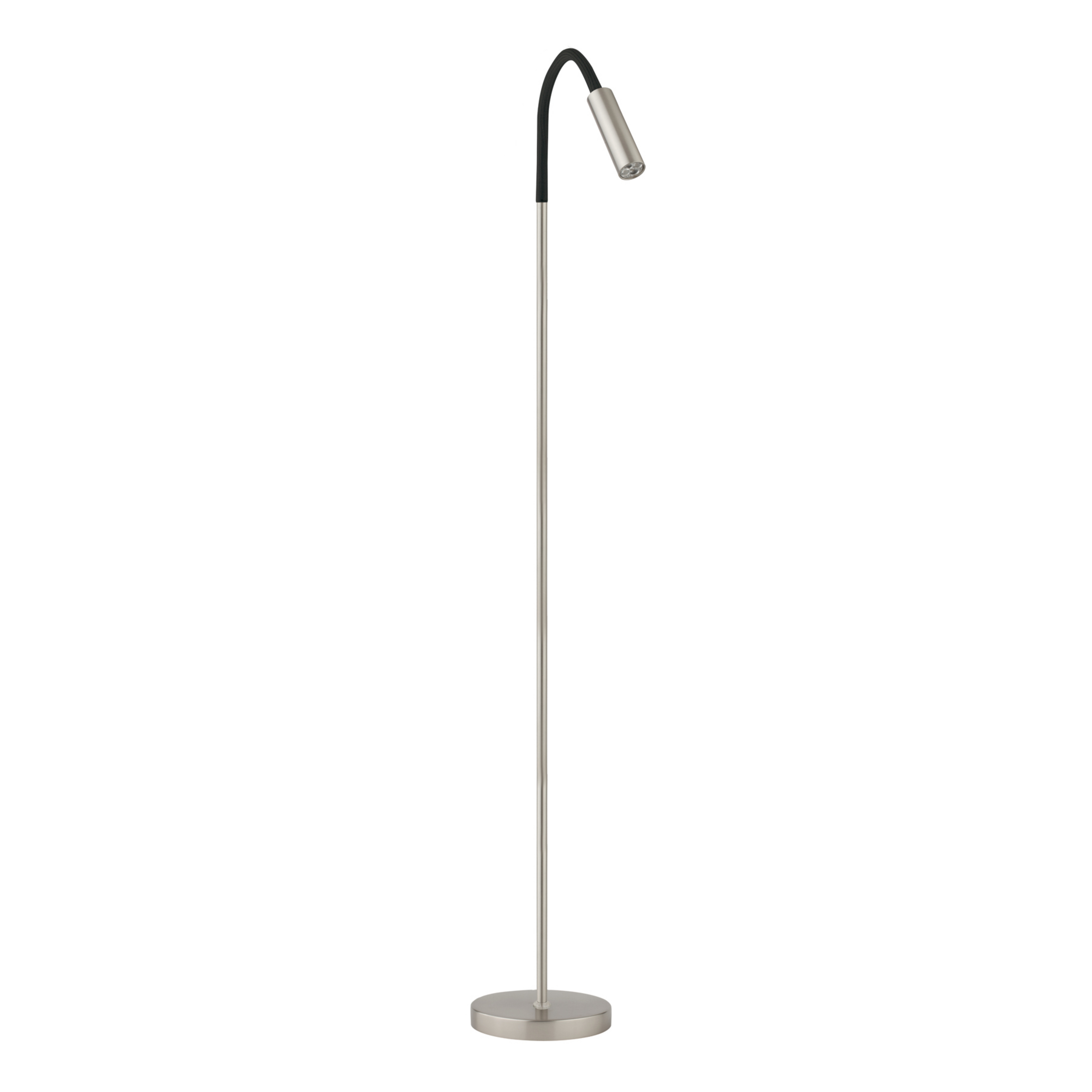 Lampe pied LED Rocco, nickel mat bras flex noir