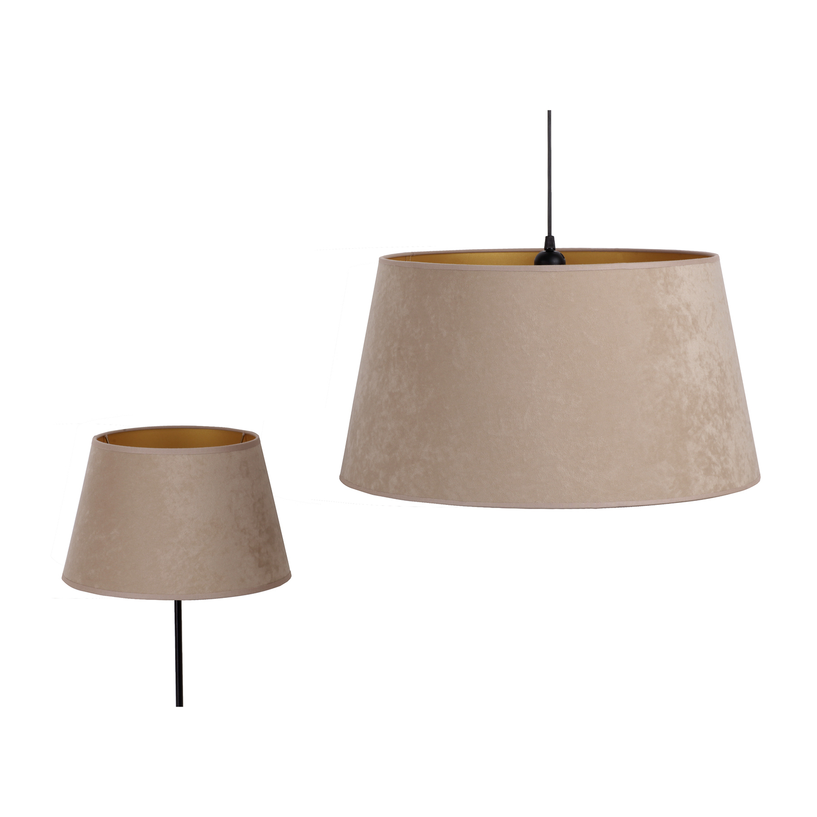 Cone lampeskærm, højde 18 cm, beige/guld