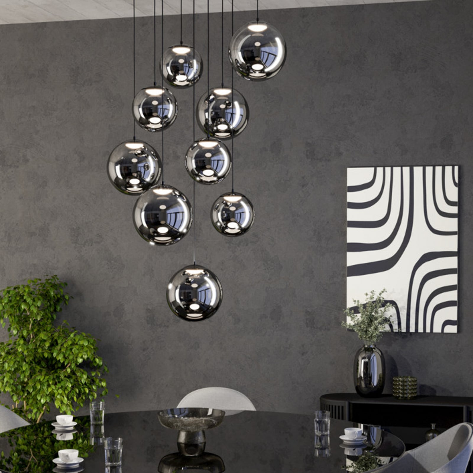Stars of Light LED hanglamp ANORIAS zwart Ø 85 cm 9-lamps Stars of Light LED hanglamp ANORIAS zwart Ø 85 cm 9-lamps