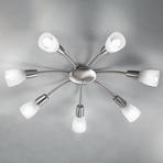 Tullo ceiling light, seven-bulb, silver