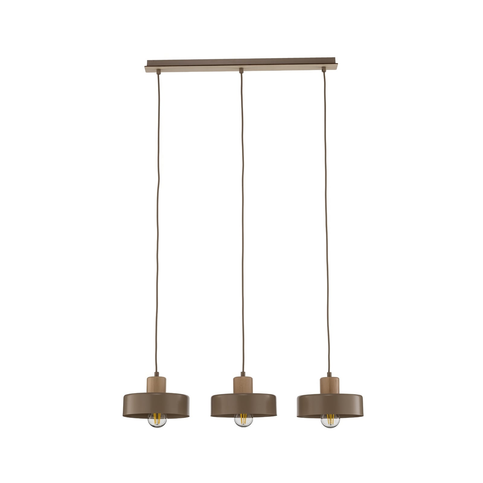Torin hengelampe, beige, lengde 80 cm, 3 lyskilder, metall/tre