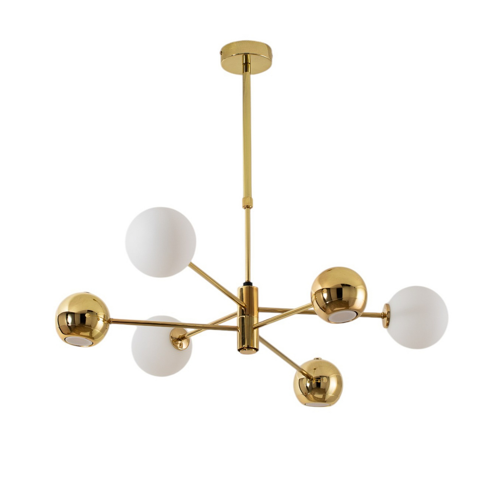 Suspension Moka, doré, verre, 3 lampes, G9, GU10