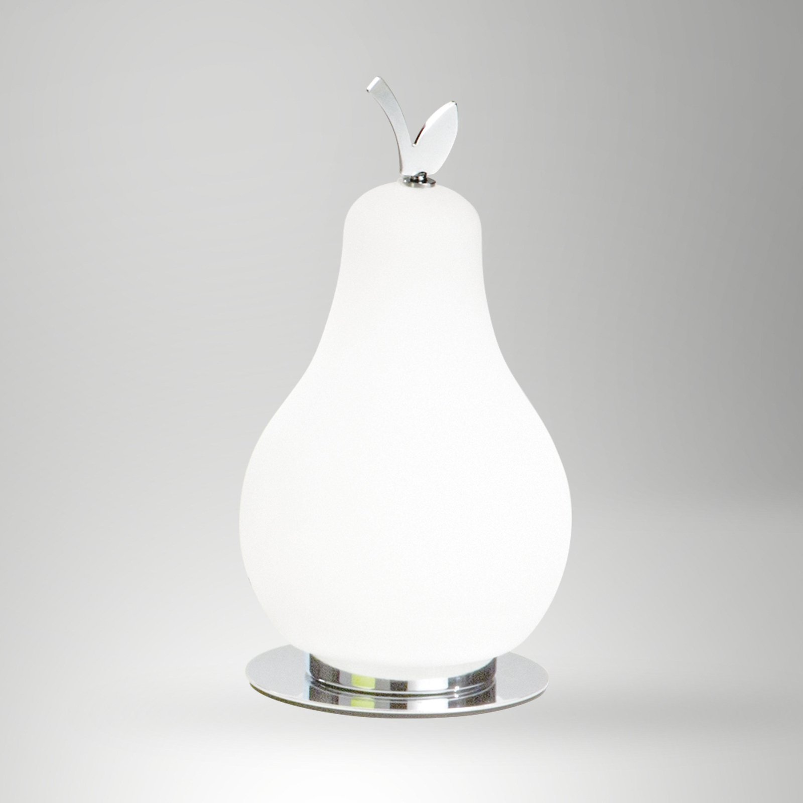 Candeeiro de mesa Wilma LED, cromado/branco, em forma de lâmpada, regulável