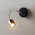Maxi wall light with flexible arm, black