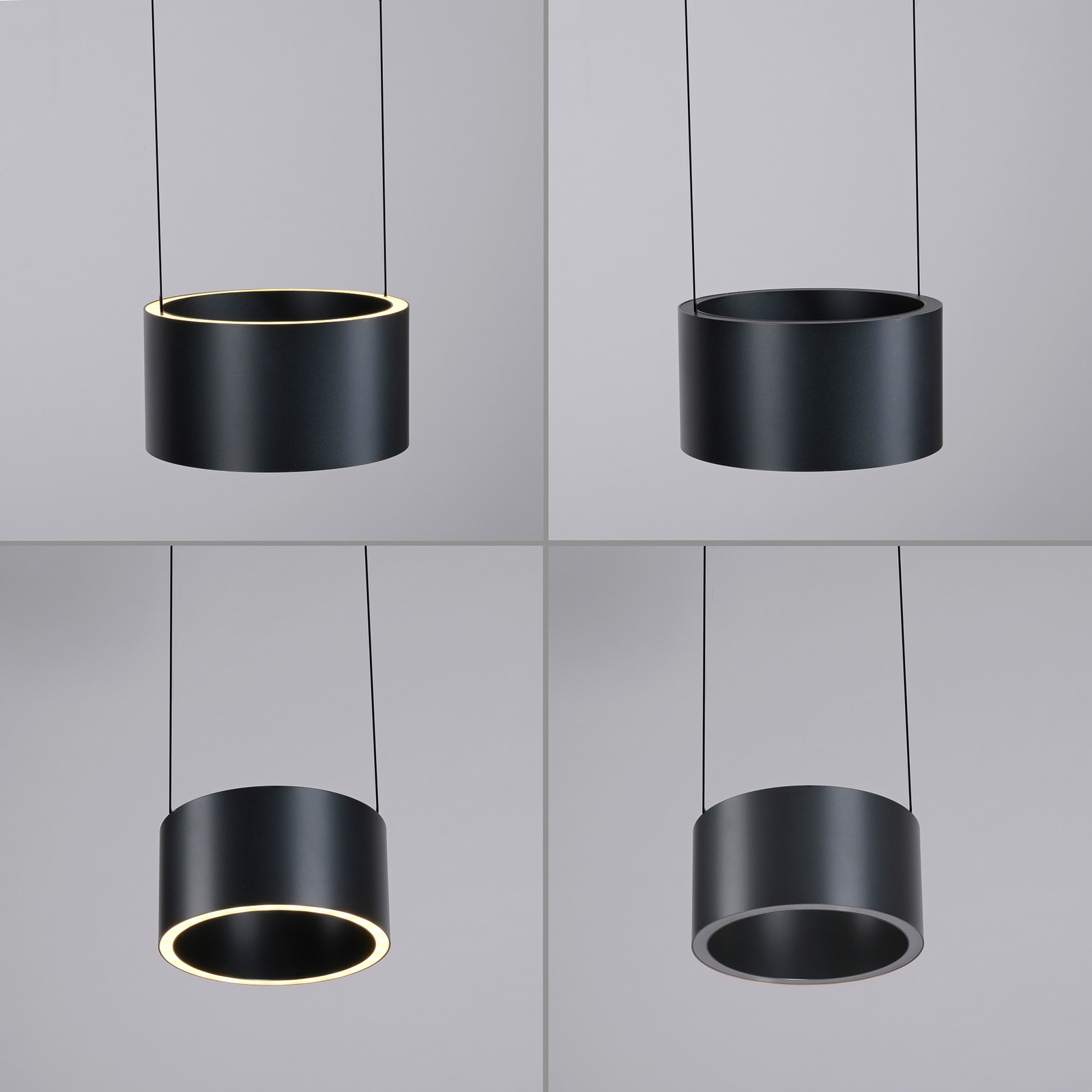 PURE LED-Pendellampe Clipse, grau, Ø 20 cm CCT Dimmer 2-flg