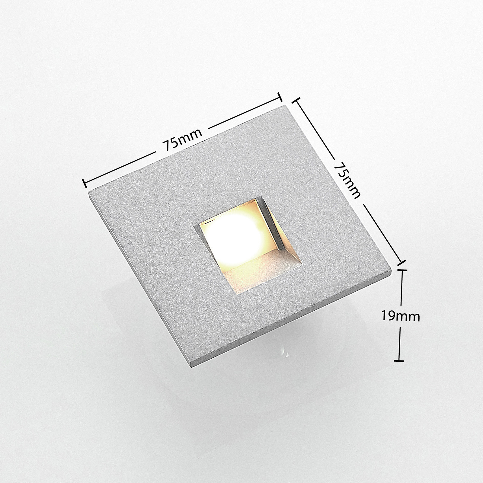 Arcchio Vexi LED-Einbaulampe, eckig, silbergrau