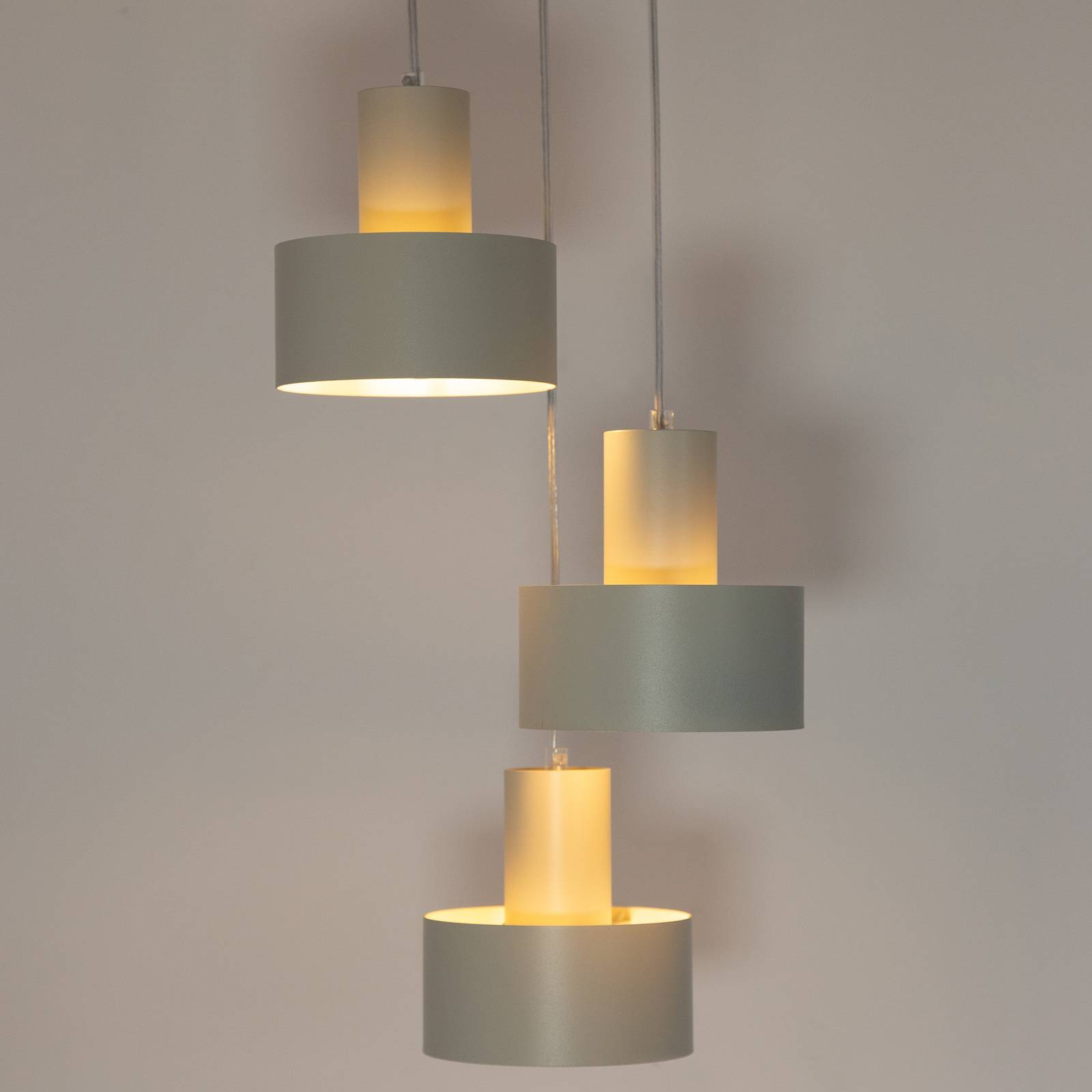 Hängeleuchte Rif 3, taupe, rund, 3-flammig, Ø 33 cm, Stahl günstig online kaufen