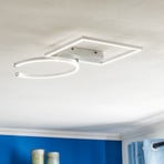 Lindby Coljana LED-Deckenlampe Quadrat/Kreis alu