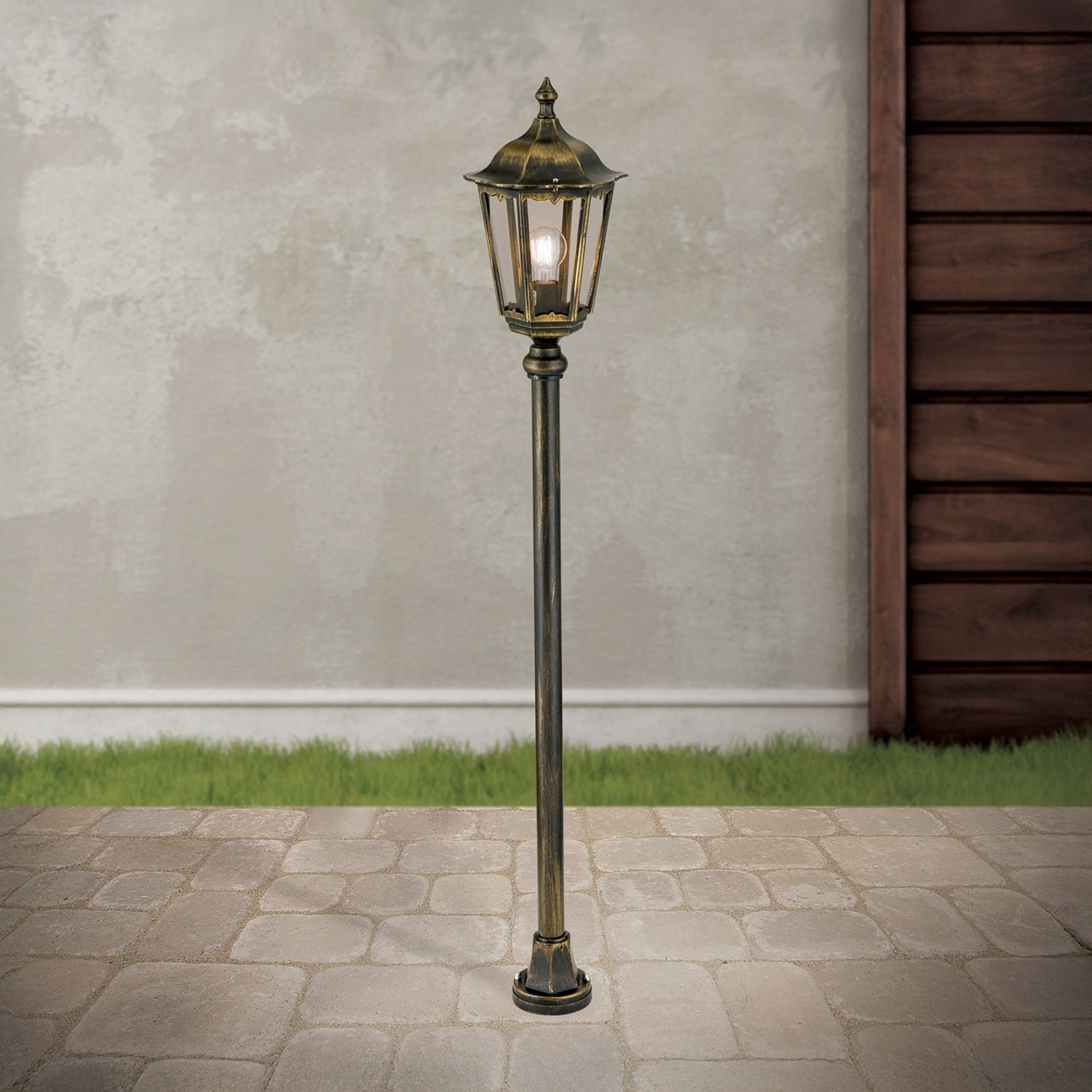 Lampă de trotuar Puchberg 140 cm, negru auriu