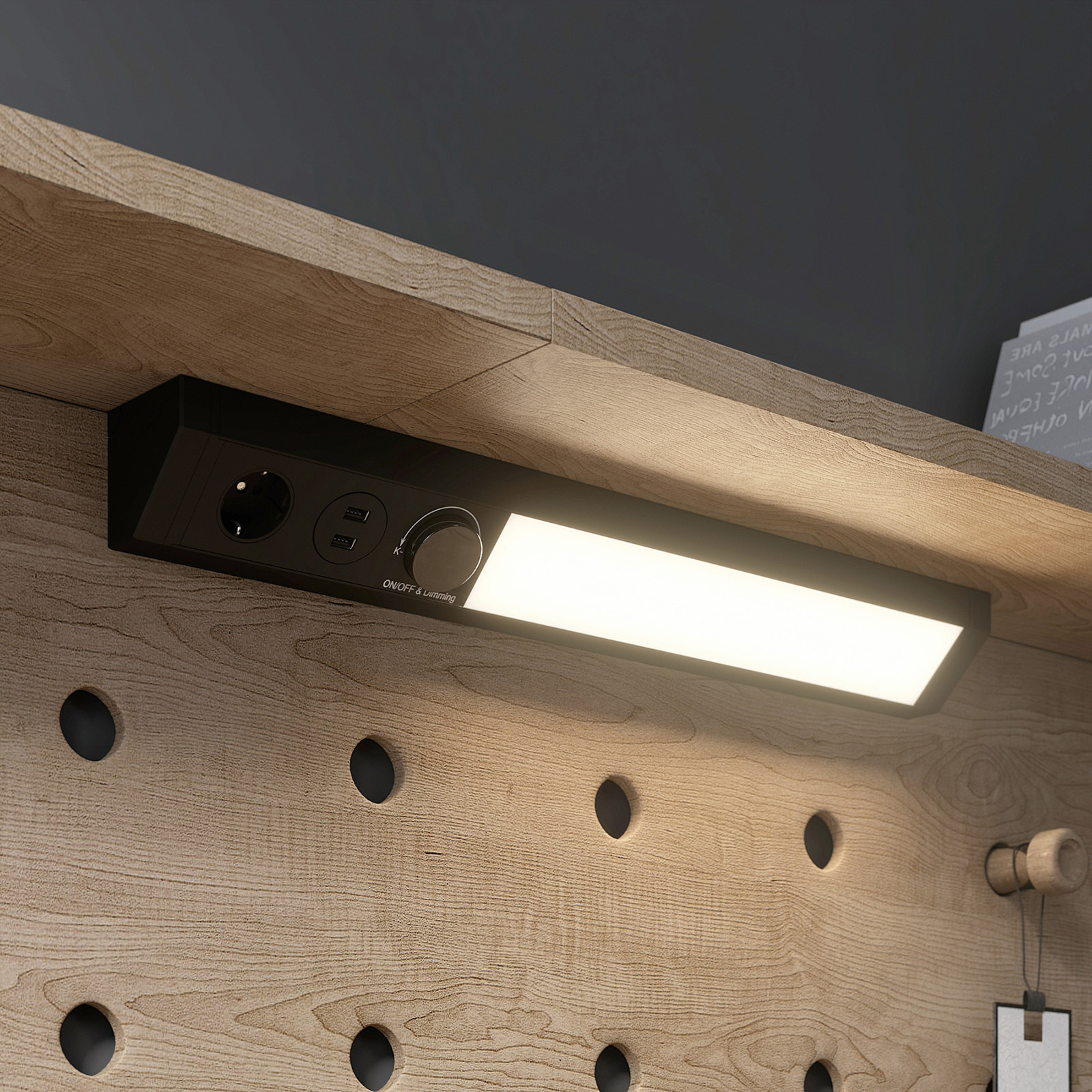 Arcchio Turim LED-Unterbaulampe, CCT, USB, schwarz