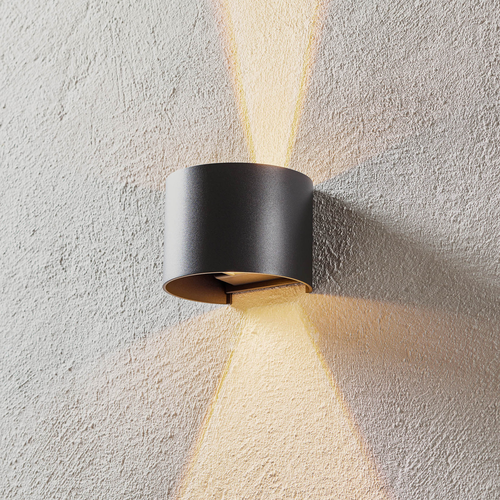 Candeeiro de parede exterior LED Davos redondo, cinzento escuro