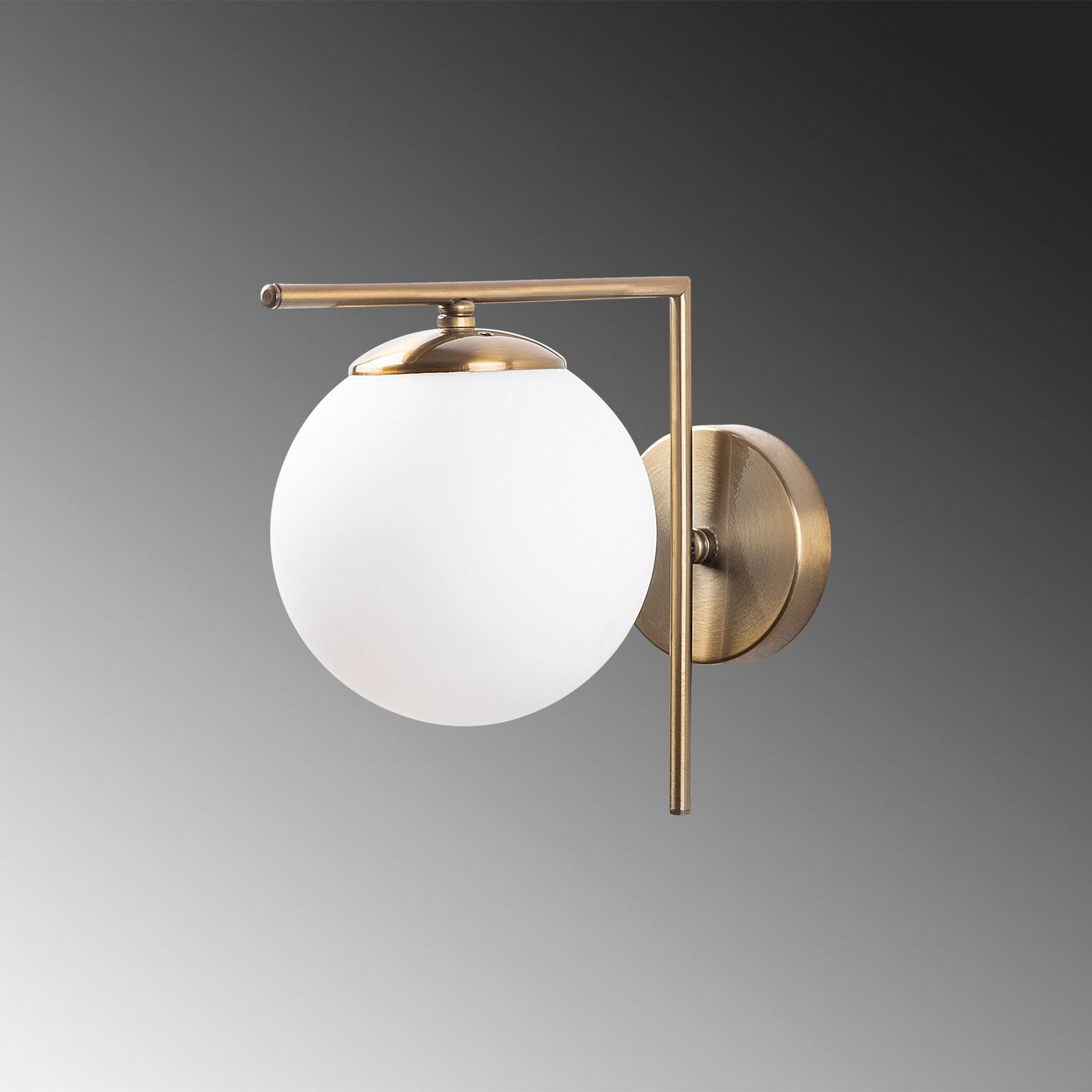 Wall light 7141-Antique, gold-coloured antique, opal glass Ø 10 cm