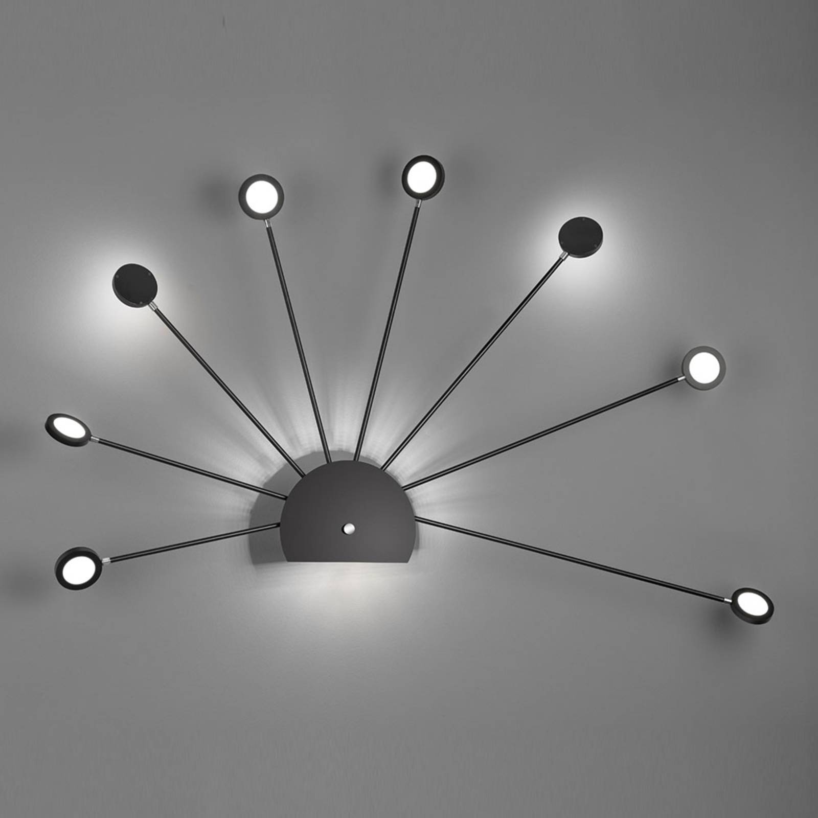 LED wandlamp Peacock, 9-lamps, zwart