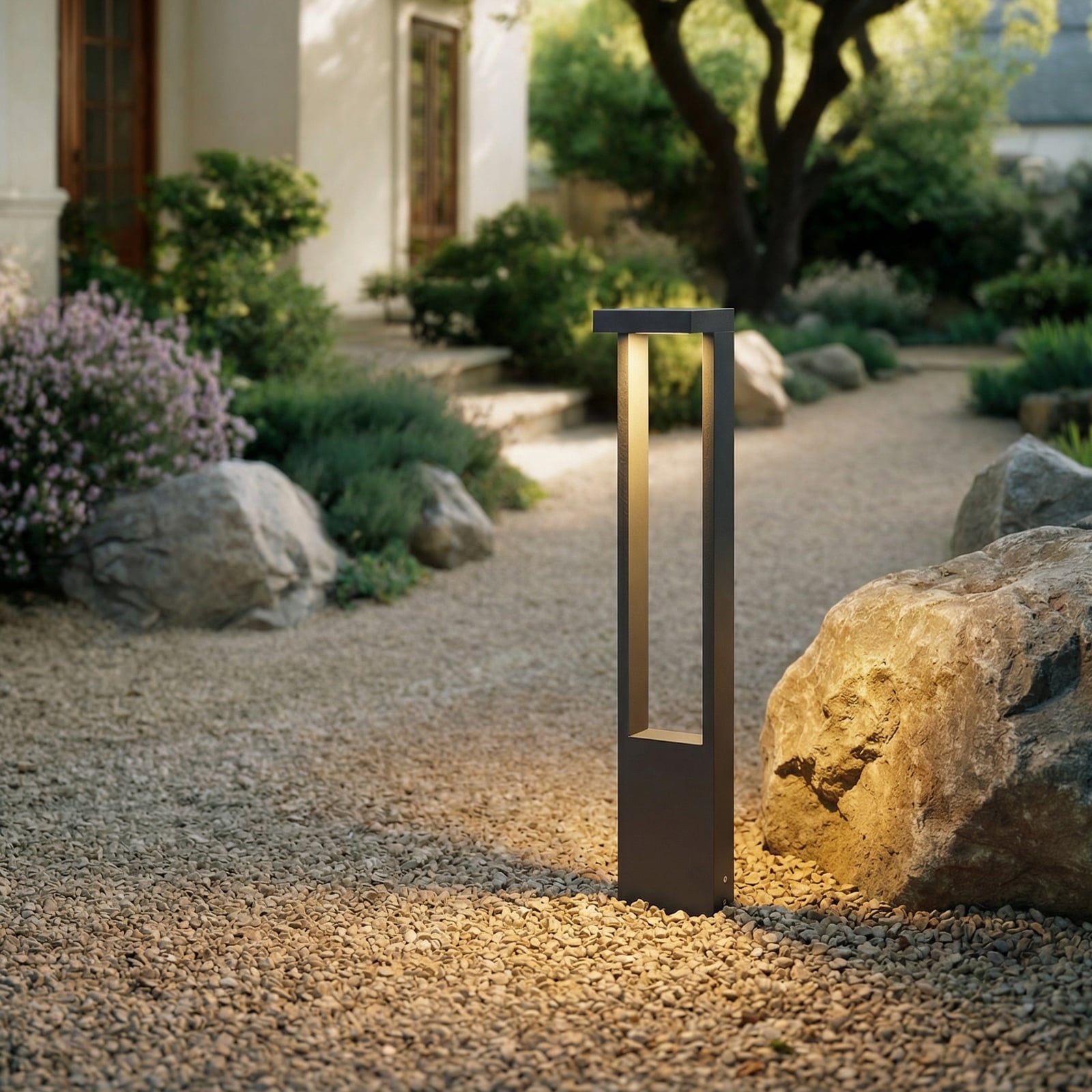 Lindby, borne lumineuse LED Lonete, hauteur 65 cm, anthracite, IP65