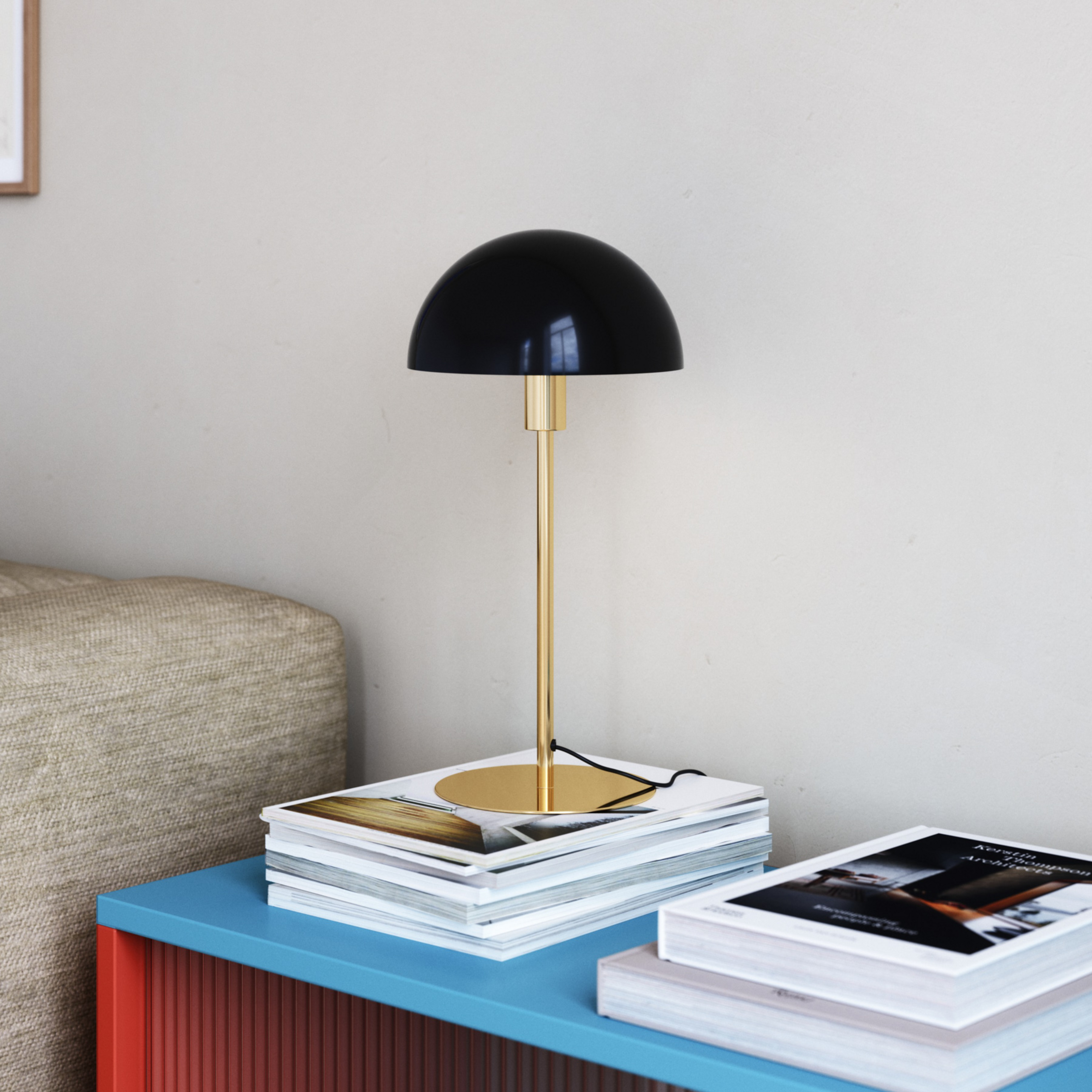 Lámpara de mesa Ellen 20, latón/negro, metal, portalámpara E14