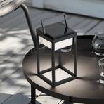 Lampă de masă solară cu LED Lucande Tilena, unghiulară, neagră, reglabilă