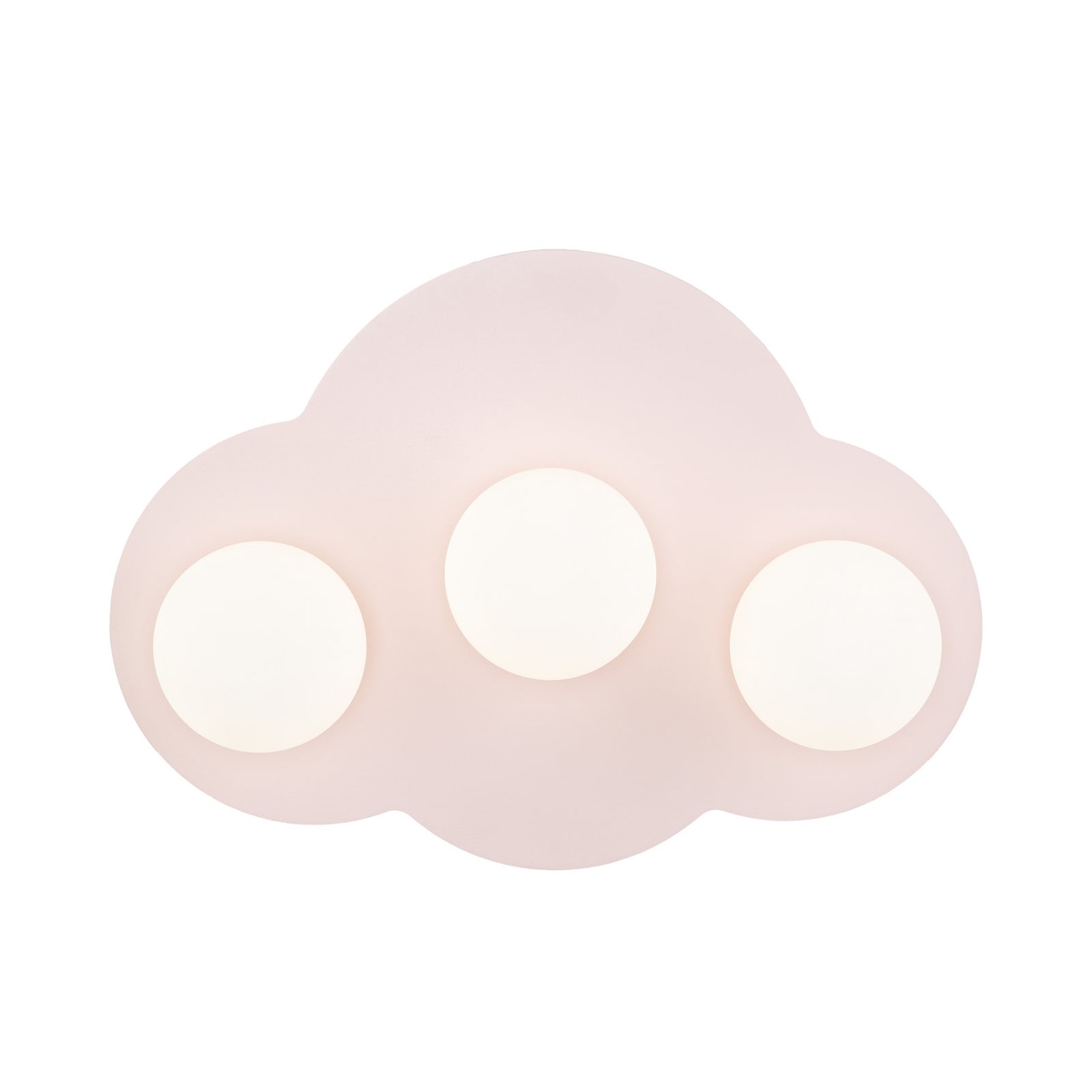 Cloud ceiling light, pink, 3-bulb, glass, length 51 cm, G9