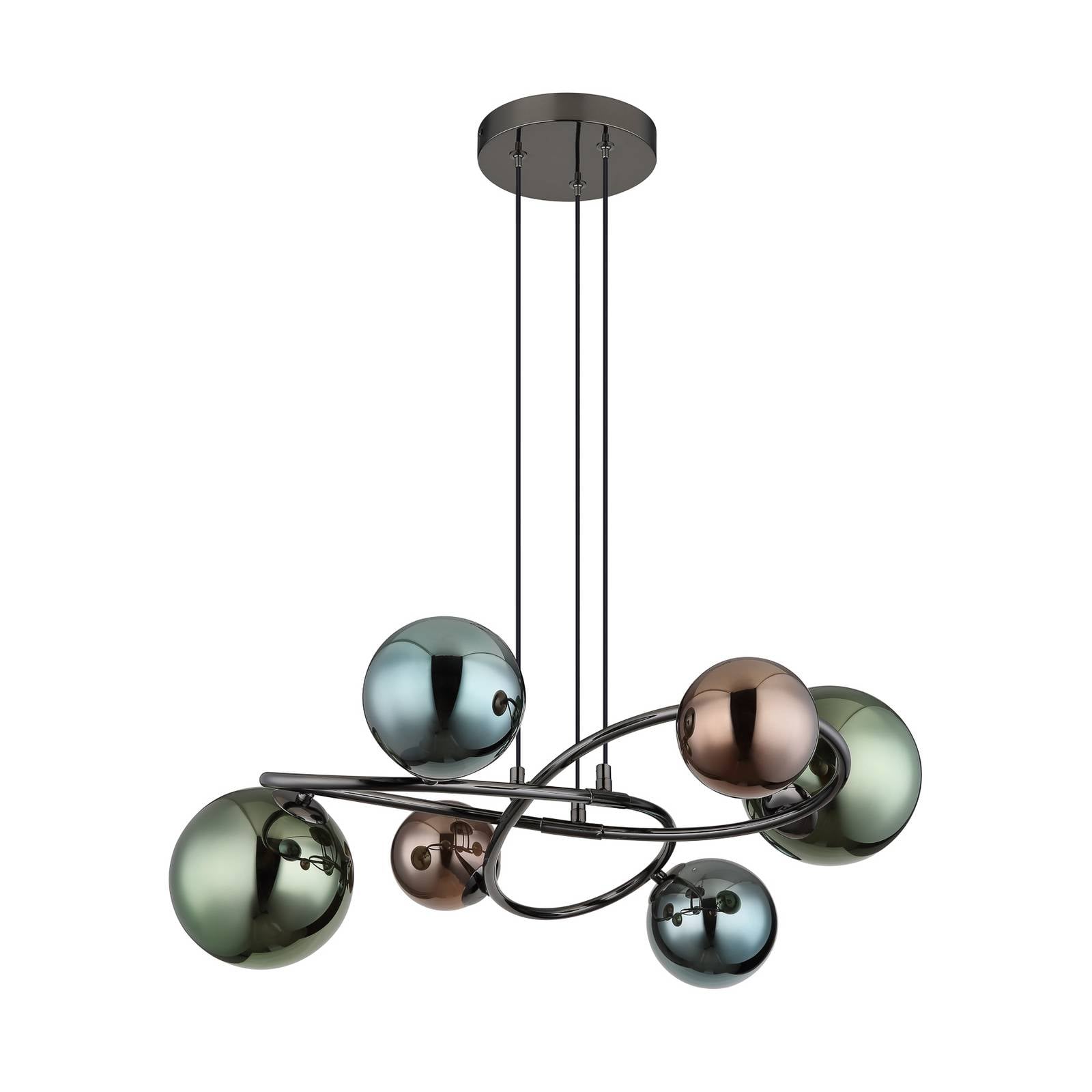 Hängelampe Riha, Ø 65 cm, bunt, Glas/Metall, 6-flg.