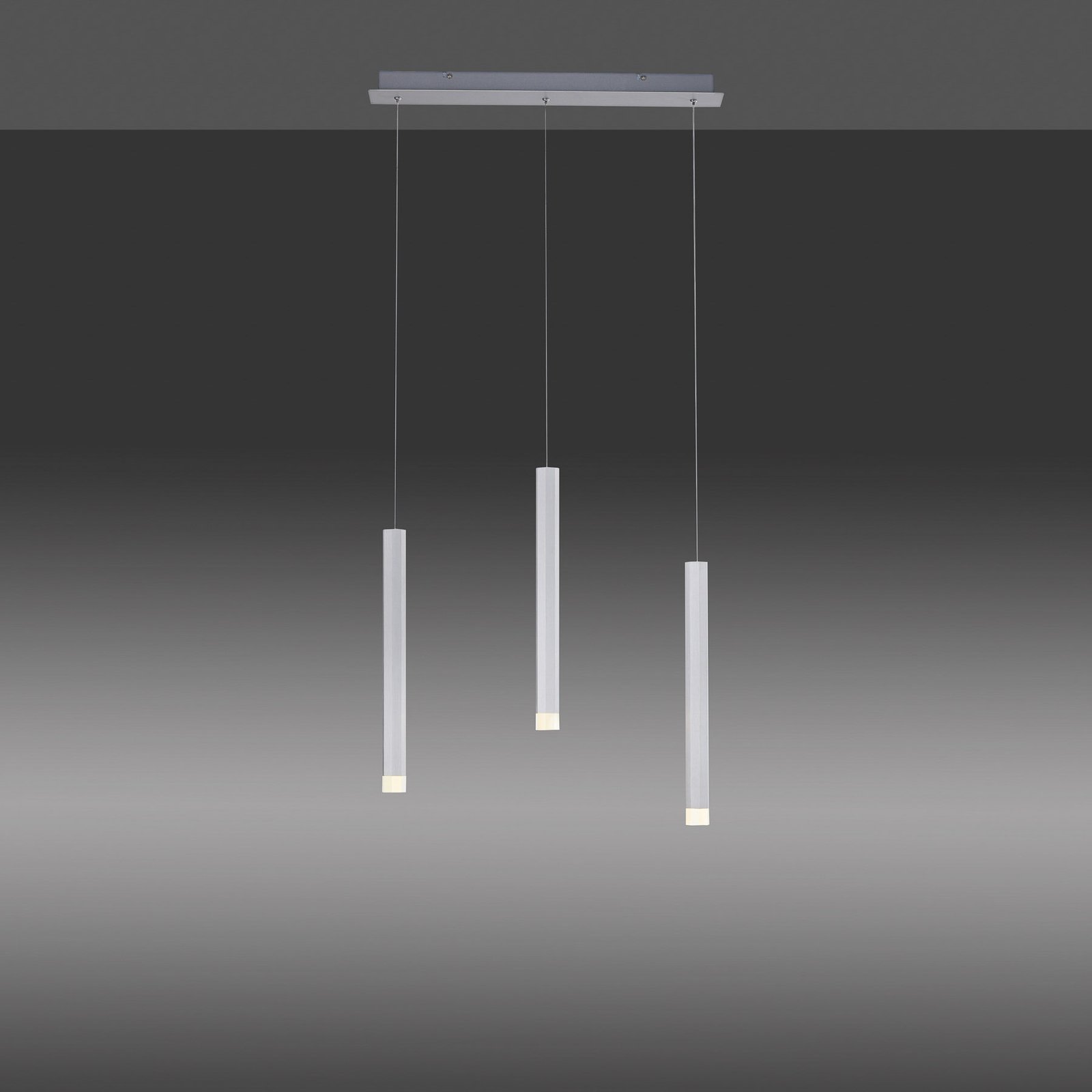 Lampada LED a sospensione Bruno, 3 luci, alluminio