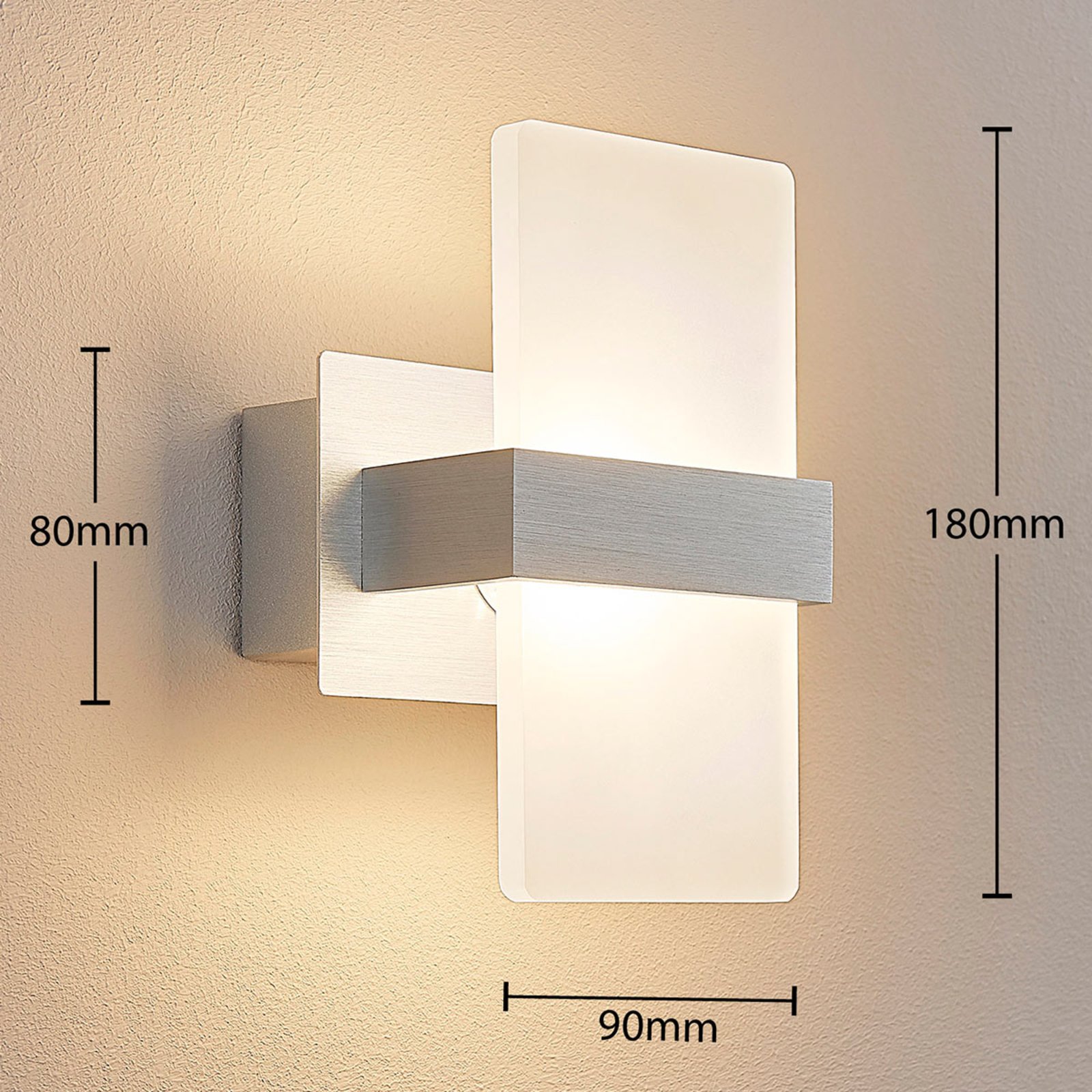 LED-Wandlampe Yorick, 18 cm, alu/weiß mit Schalter - Lindby
