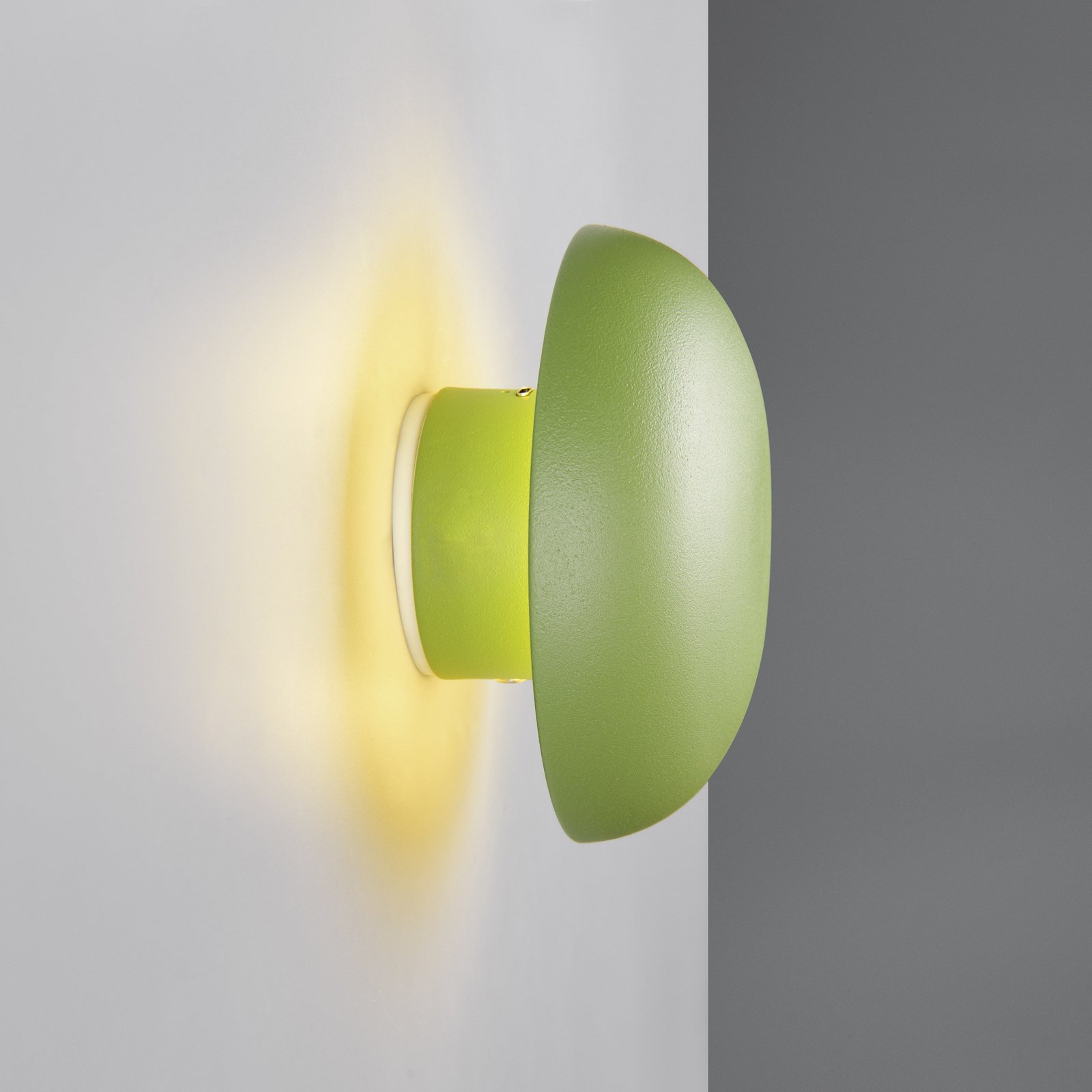 LED battery wall light Davey, green, dimmable, Ø 15.5 cm