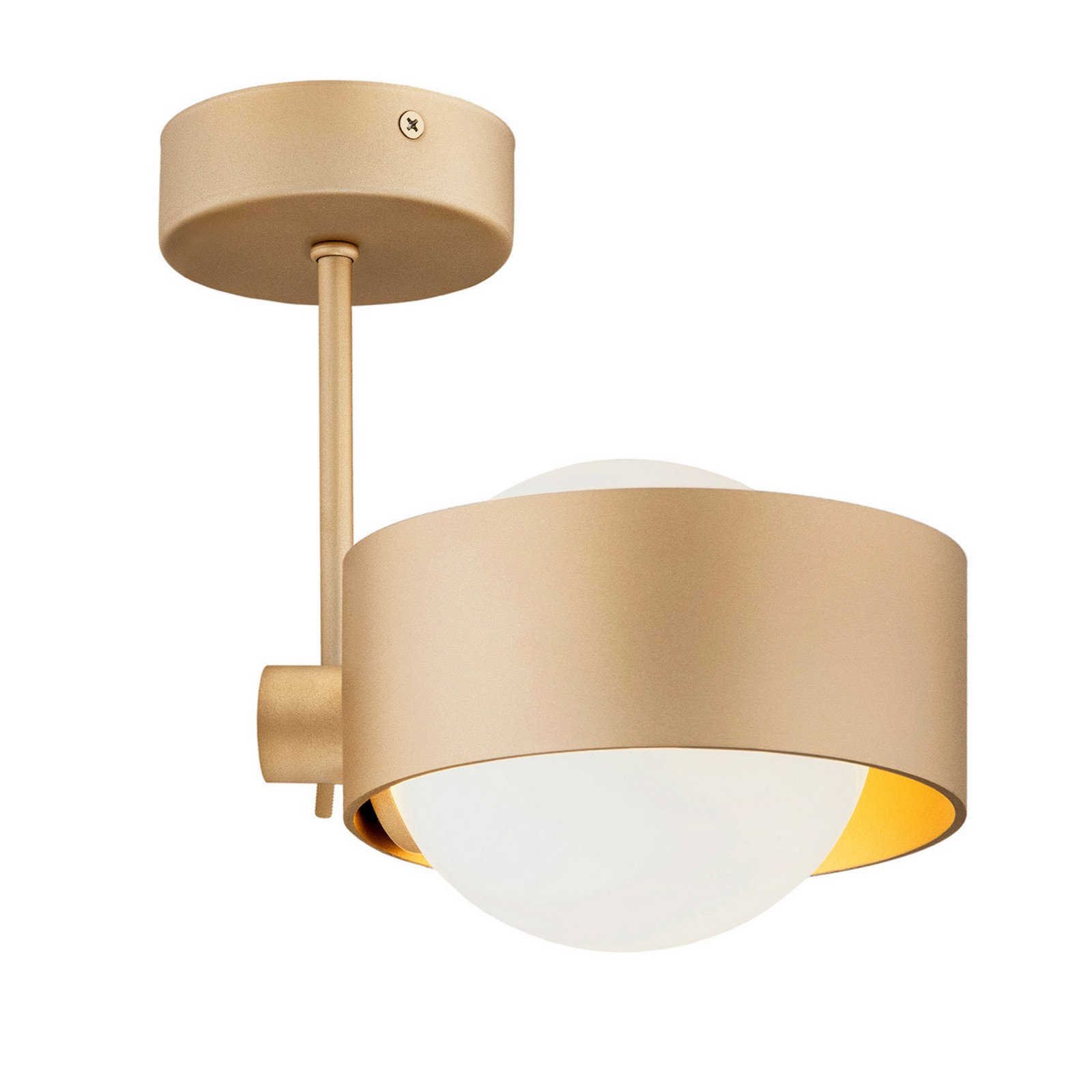 Euluna Plachetă plafonieră Mado sticlă opală/alamă 1 bec - Camera de zi / sufragerie - Modern - alamă opal - Metal
