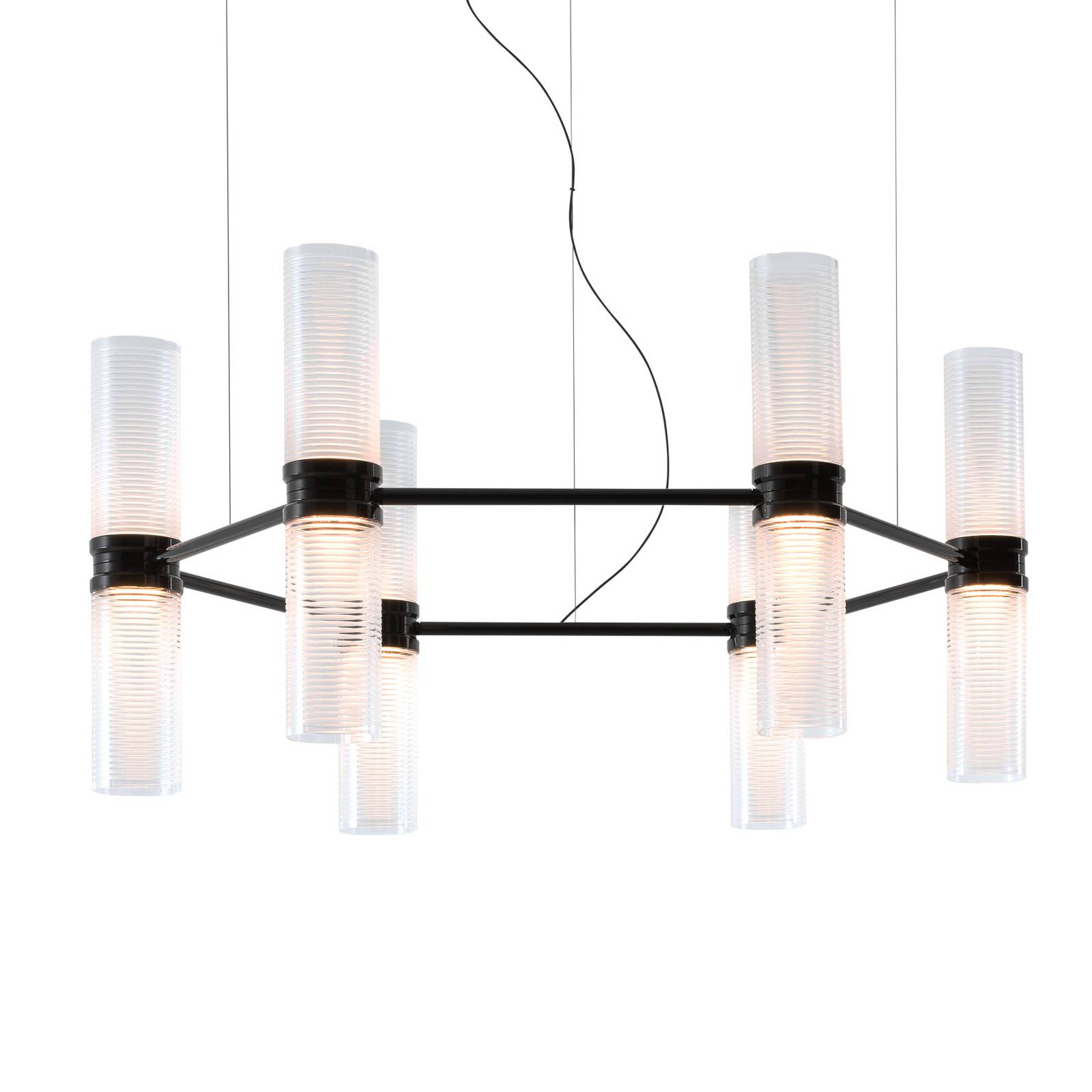 Artemide LED-Hängelampe Zephyr Exagonal schwarz Ø 77 cm, App